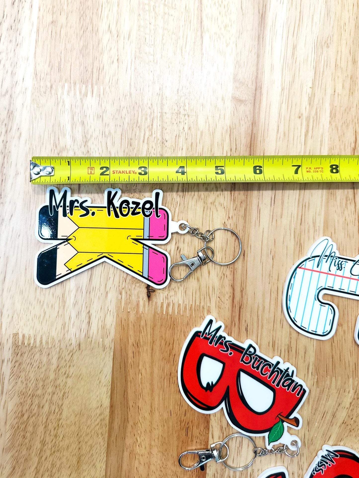 Custom Teacher Keychain β Personalized Name Tag with Initial & Charms β Back-to-School Gift, Custom Teacher Gift, Classroom Gift