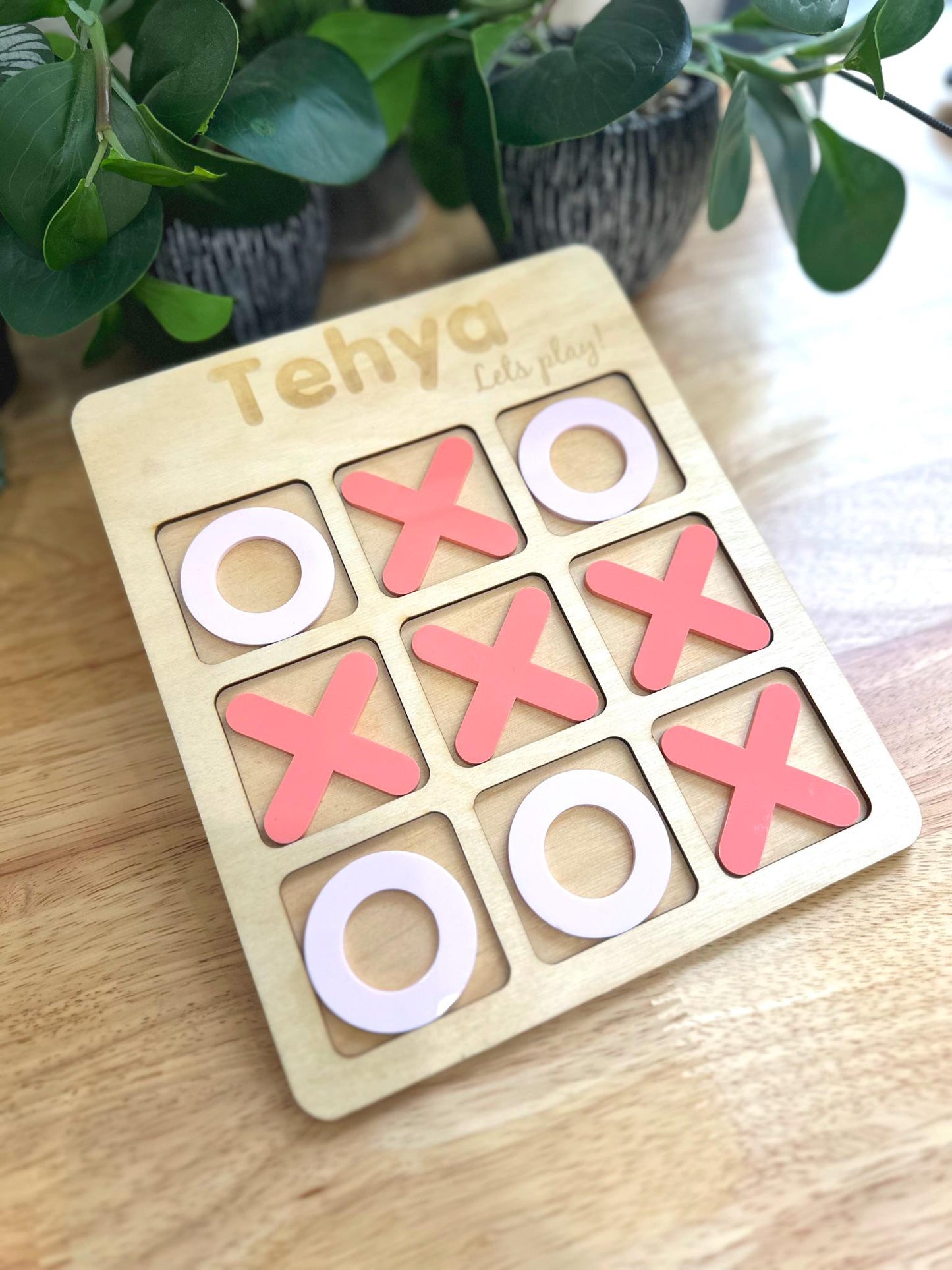 Personalized Tic-Tac-Toe Game | Custom Engraved Family Keepsake, Handmade Travel Game, Unique Gift for Kids & Adults