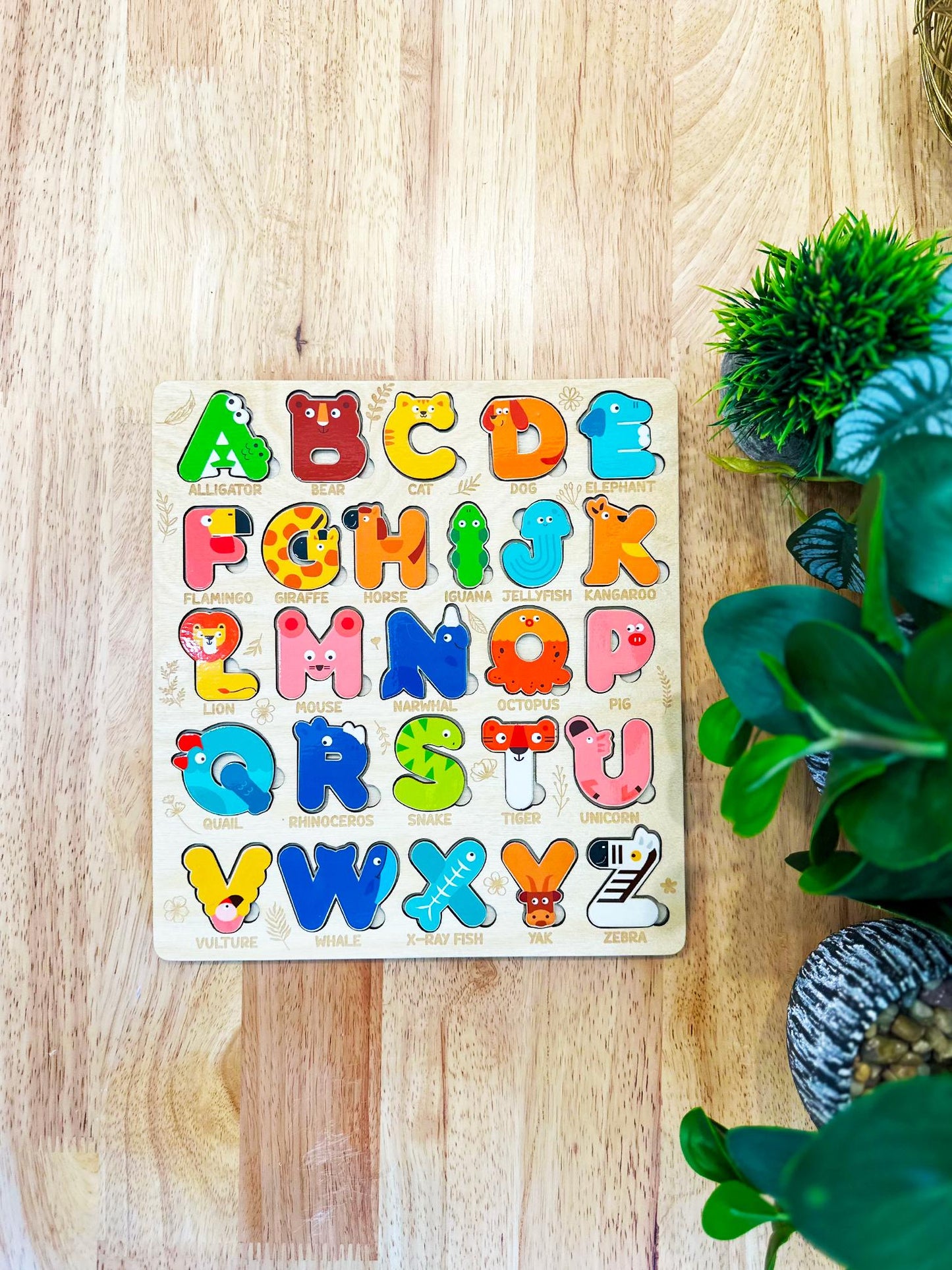 Personalized Wooden Alphabet Puzzle | Montessori Toddler Toy, Preschool Learning & Nursery Decor