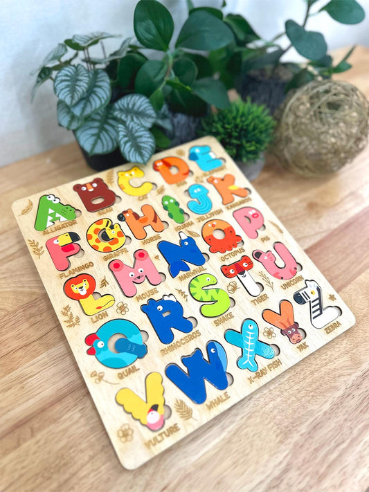 Personalized Wooden Alphabet Puzzle | Montessori Toddler Toy, Preschool Learning & Nursery Decor