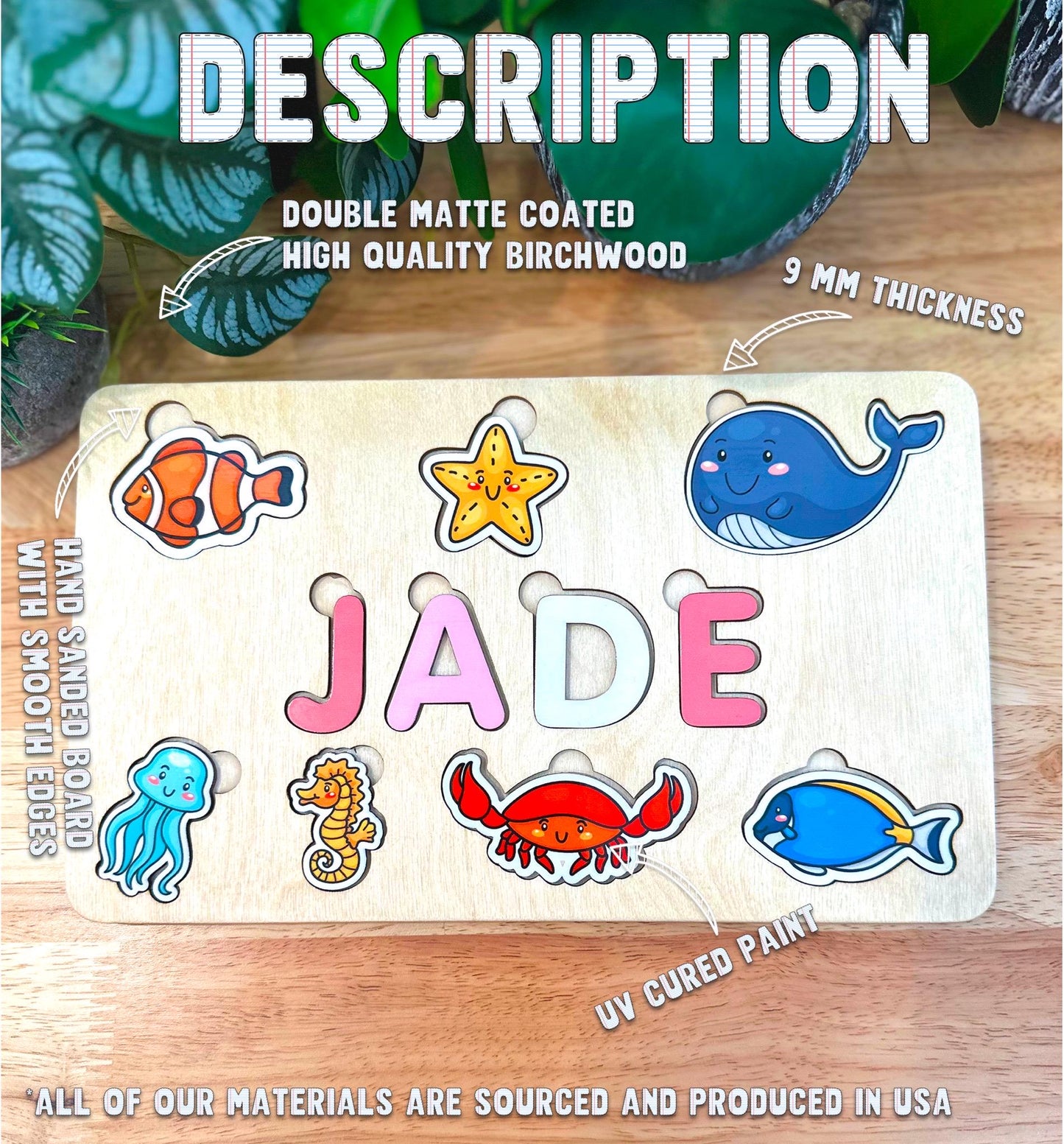 Personalized Wooden Name Puzzle | Custom Toddler Toy, Educational Learning Game, Handcrafted Gift for Kids, Birthday or Easter Gift, Nursery