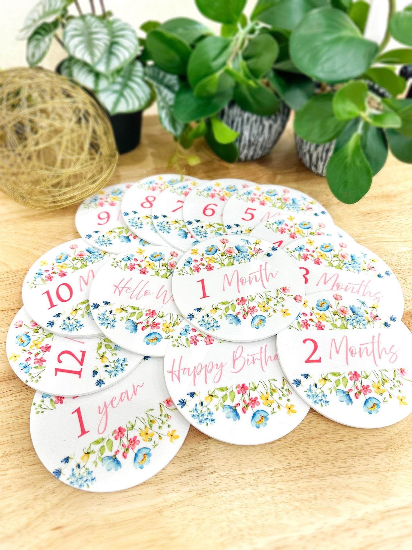 Personalized Baby Milestone Plaques | Gender-Neutral Keepsake, Unique Gift for New Moms, Baby Shower Gift, Monthly Photo Prop Set