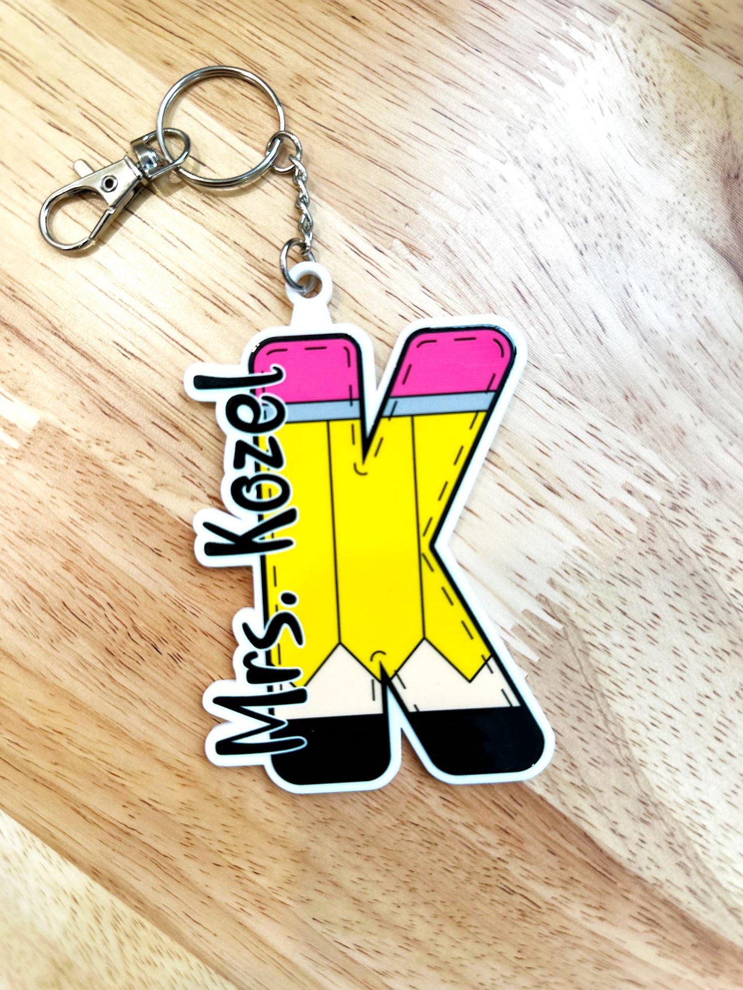 Custom Teacher Keychain β Personalized Name Tag with Initial & Charms β Back-to-School Gift, Custom Teacher Gift, Classroom Gift