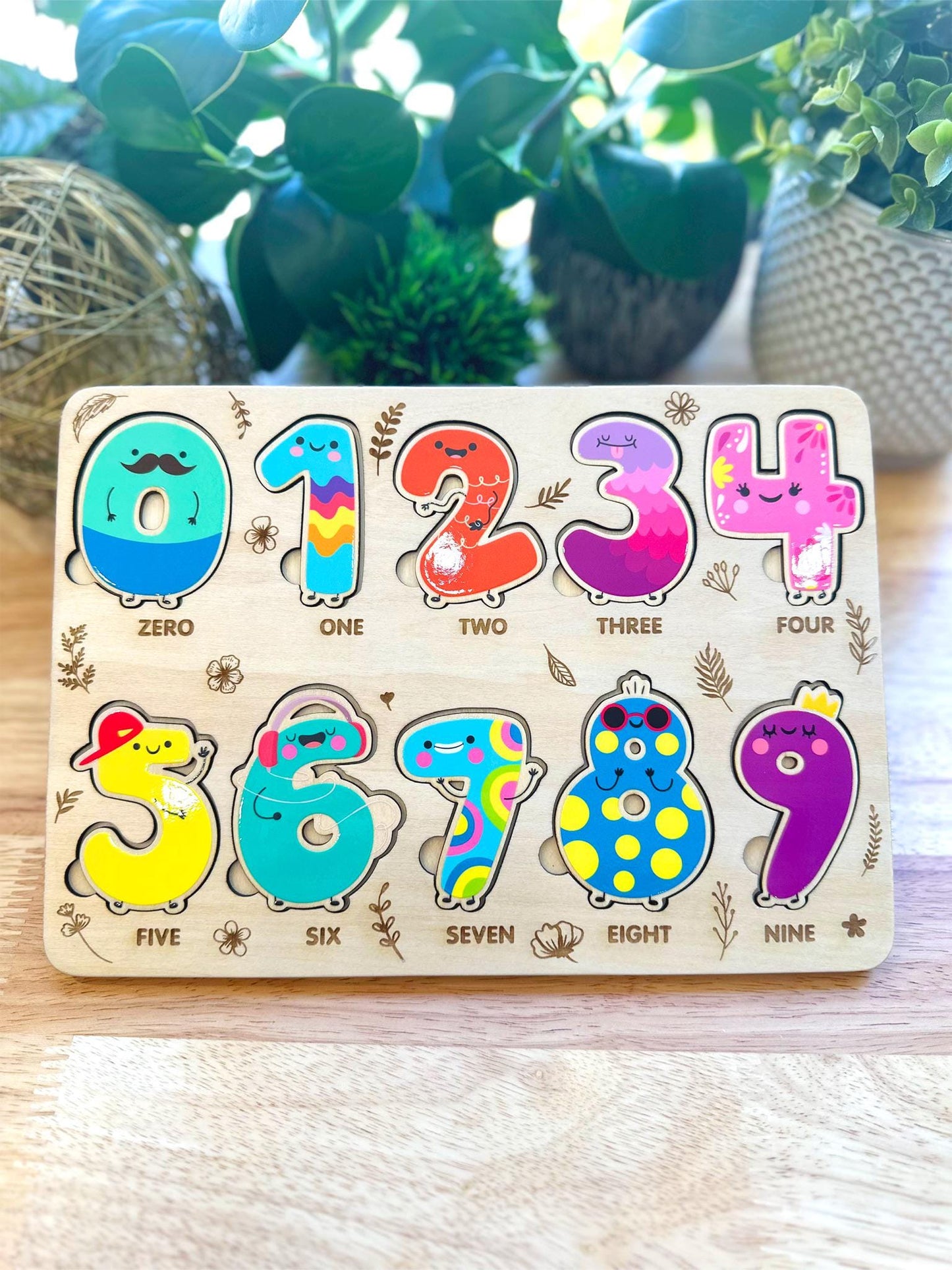 Wooden Number Puzzle for Toddlers - Montessori Counting Toy, Bright & Engaging Educational Gift, Handmade Wooden Learning Board