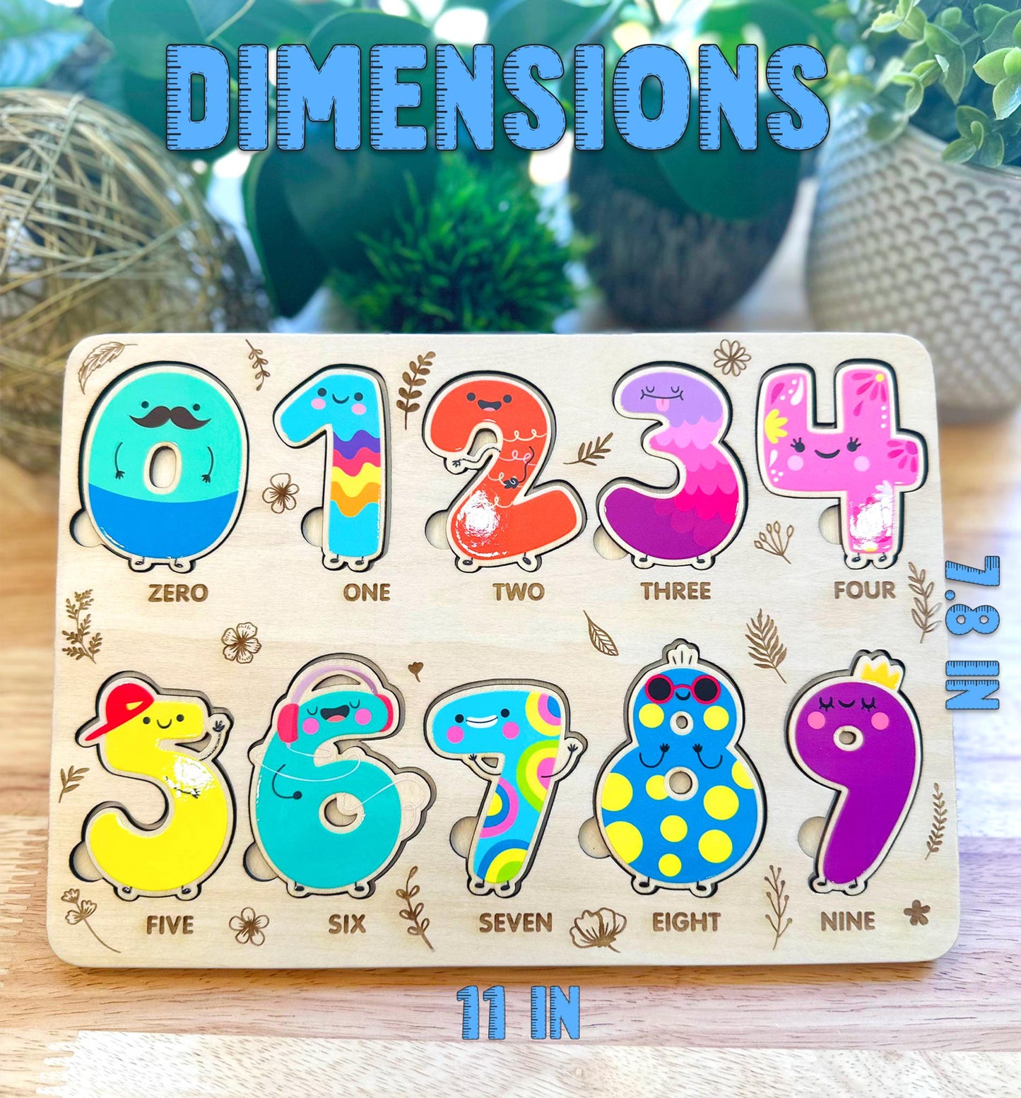 Wooden Number Puzzle for Toddlers - Montessori Counting Toy, Bright & Engaging Educational Gift, Handmade Wooden Learning Board