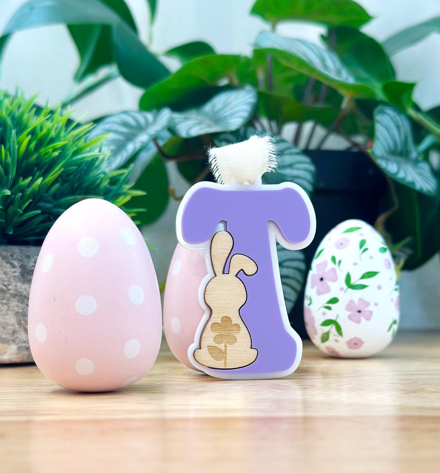 Easter Basket Tag, Bunny Tag, Personalized Name Tag, Easter Initial Tag, Custom Basket Label, Engraved Bunny Name Tag