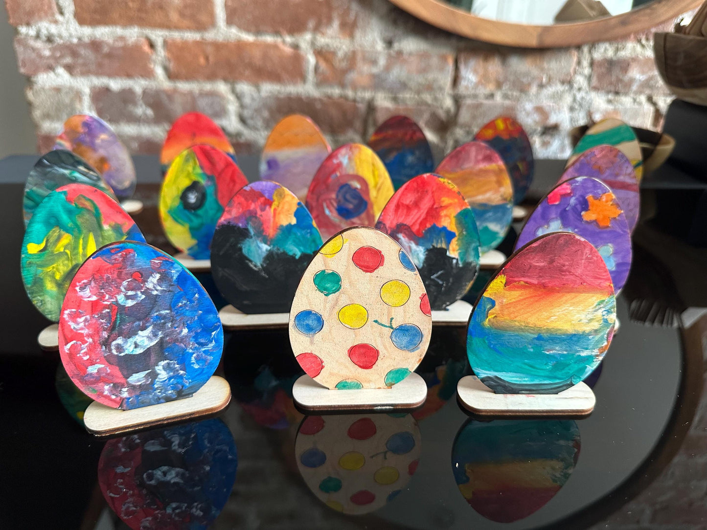 DIY Easter Egg Painting Kit โ 15 DIY Standing Eggs with Paints and Brushes โ Wooden Eggs for Painting โ DIY Art Kit for Kids and Adults