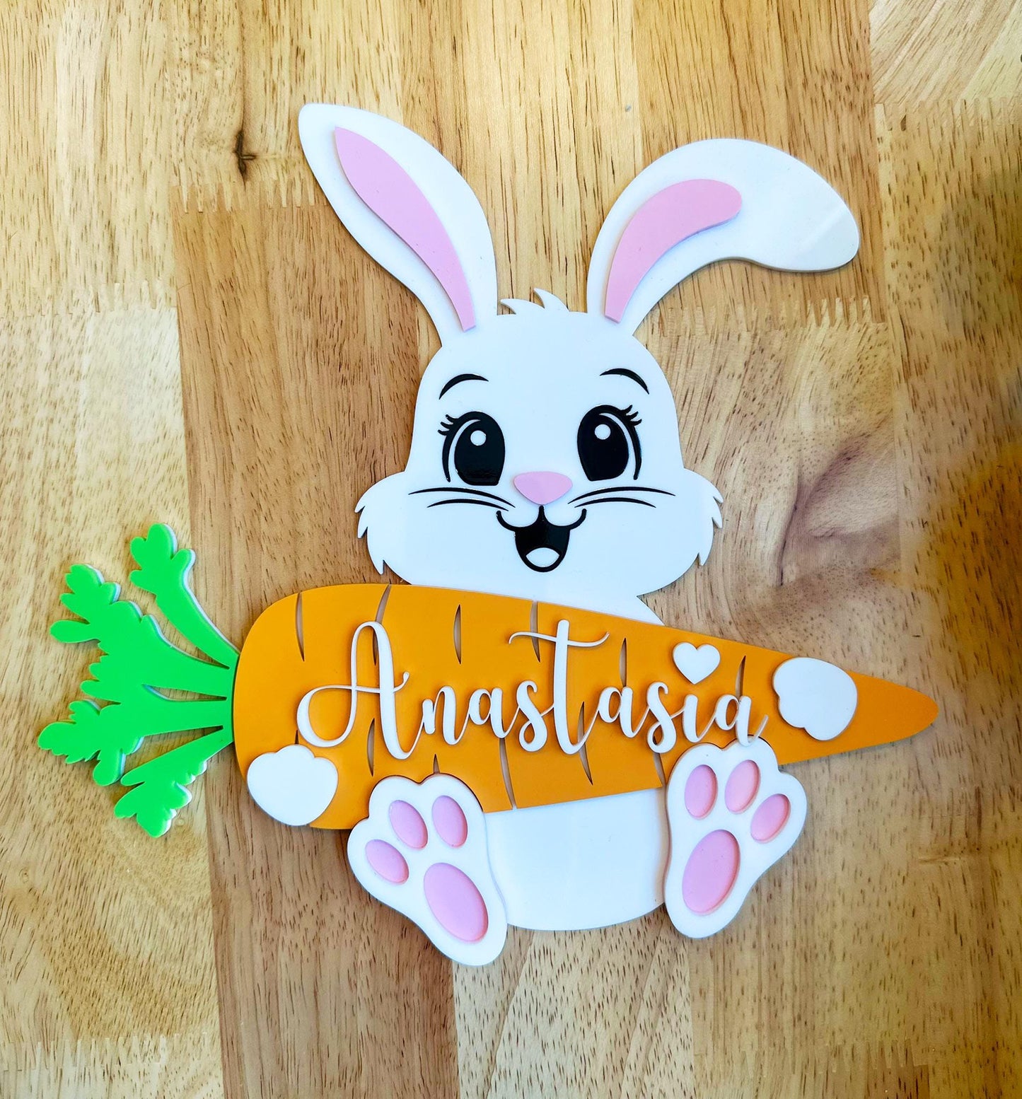 Personalized Easter Bunny Name Tag - Custom Easter Basket Tag - Baby's First Easter Gift - Acrylic Easter Basket Name Sign