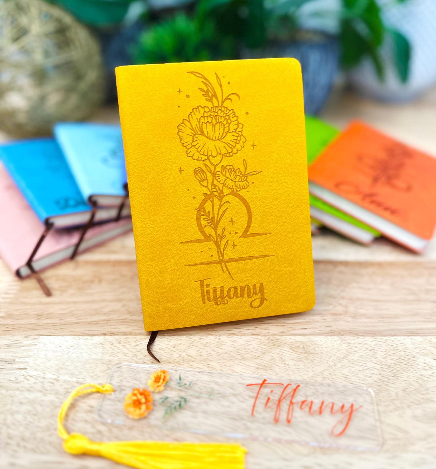 Personalized Zodiac Notebook with Name β Custom Birth Flower Journal β Engraved Astrology Gift, Best Friend, Travel Journal