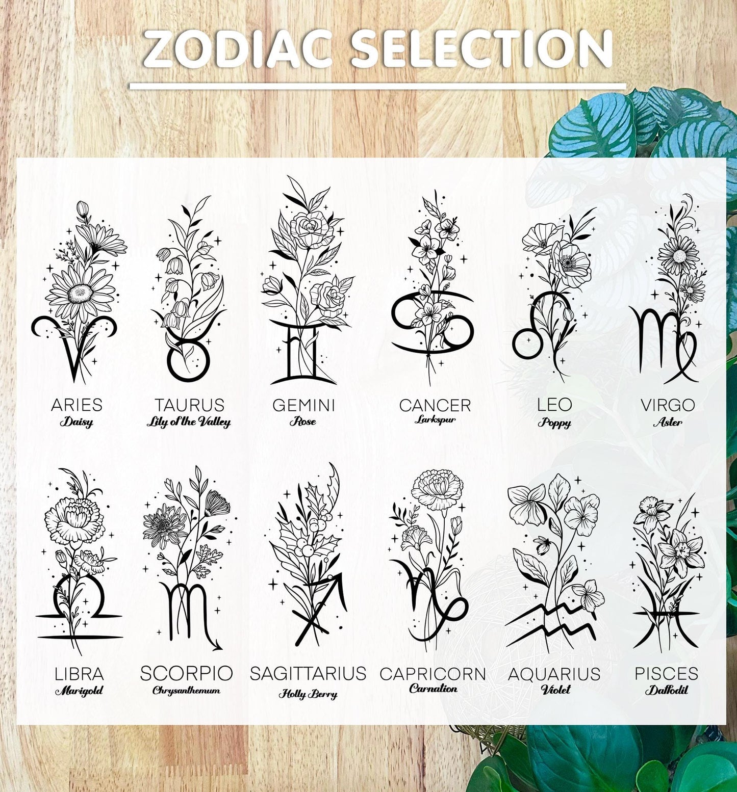 Personalized Zodiac Notebook with Name β Custom Birth Flower Journal β Engraved Astrology Gift, Best Friend, Travel Journal