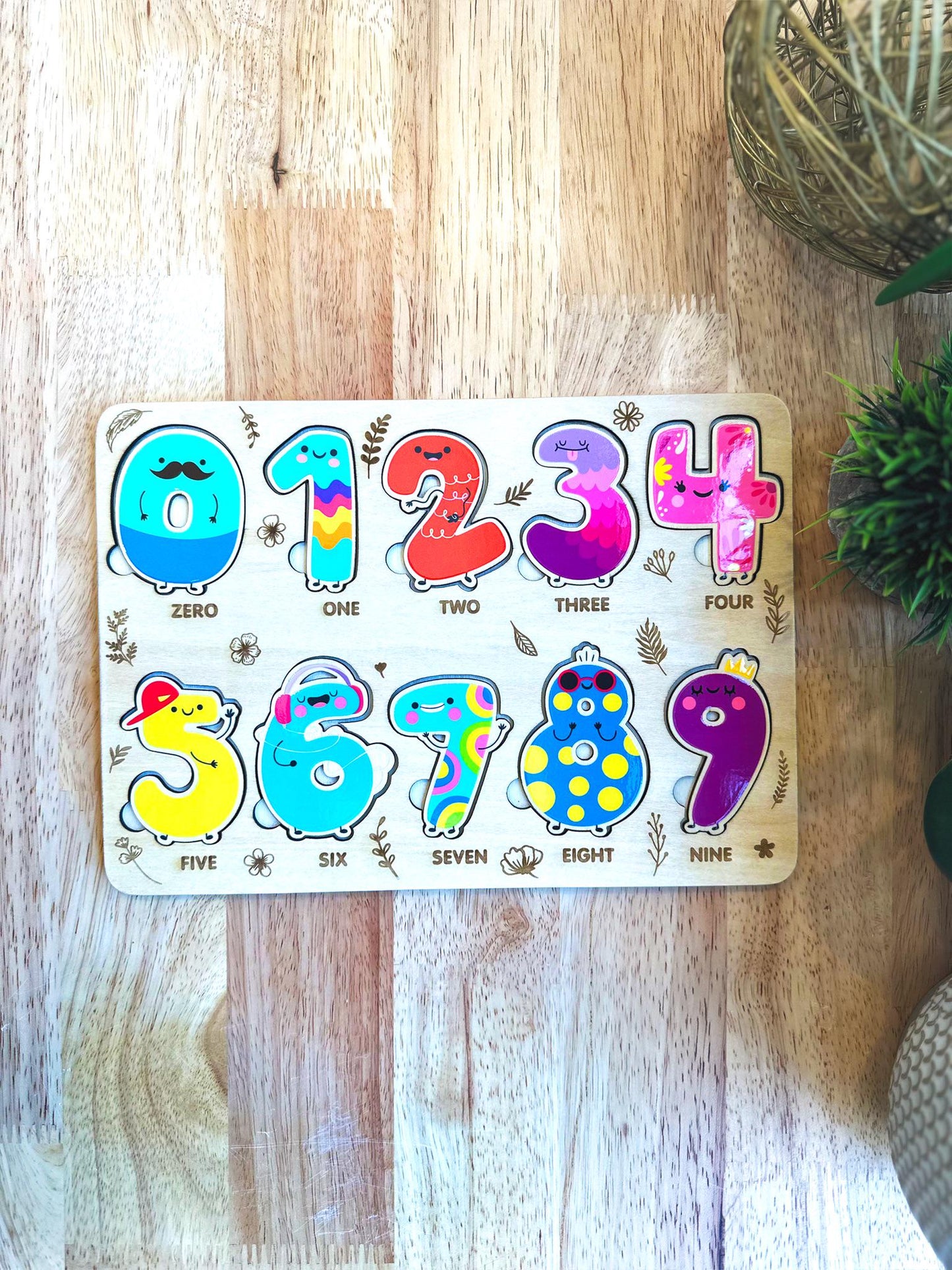 Wooden Number Puzzle for Toddlers - Montessori Counting Toy, Bright & Engaging Educational Gift, Handmade Wooden Learning Board