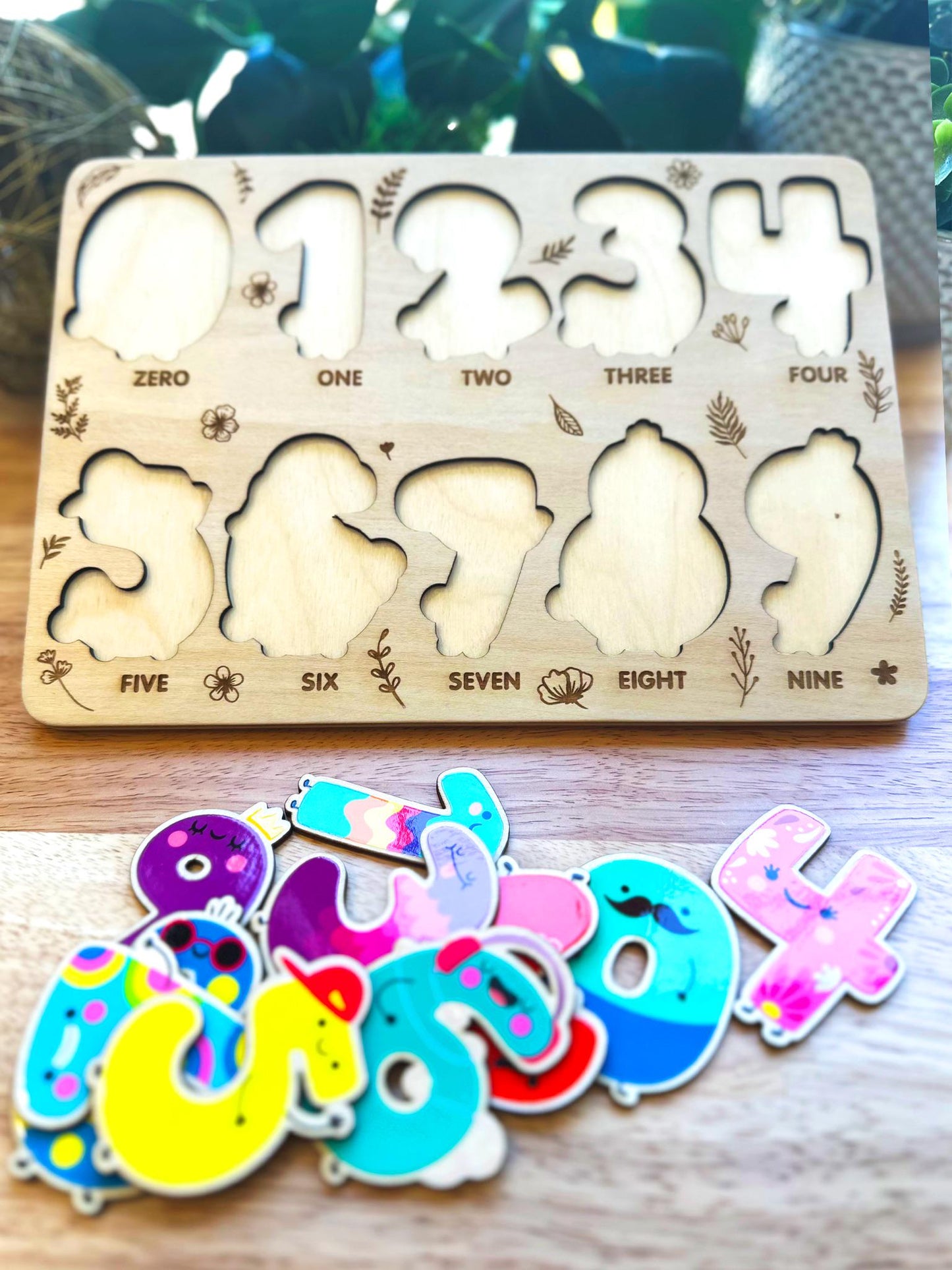 Wooden Number Puzzle for Toddlers - Montessori Counting Toy, Bright & Engaging Educational Gift, Handmade Wooden Learning Board