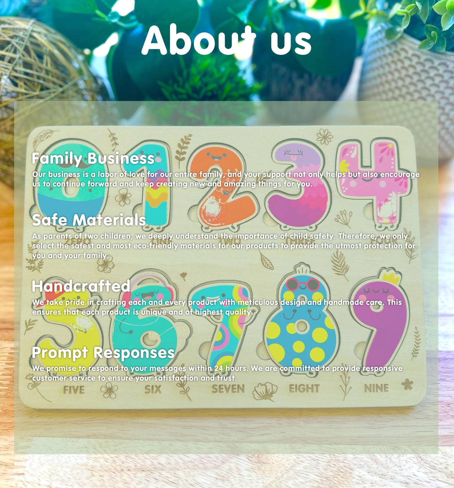 Wooden Number Puzzle for Toddlers - Montessori Counting Toy, Bright & Engaging Educational Gift, Handmade Wooden Learning Board