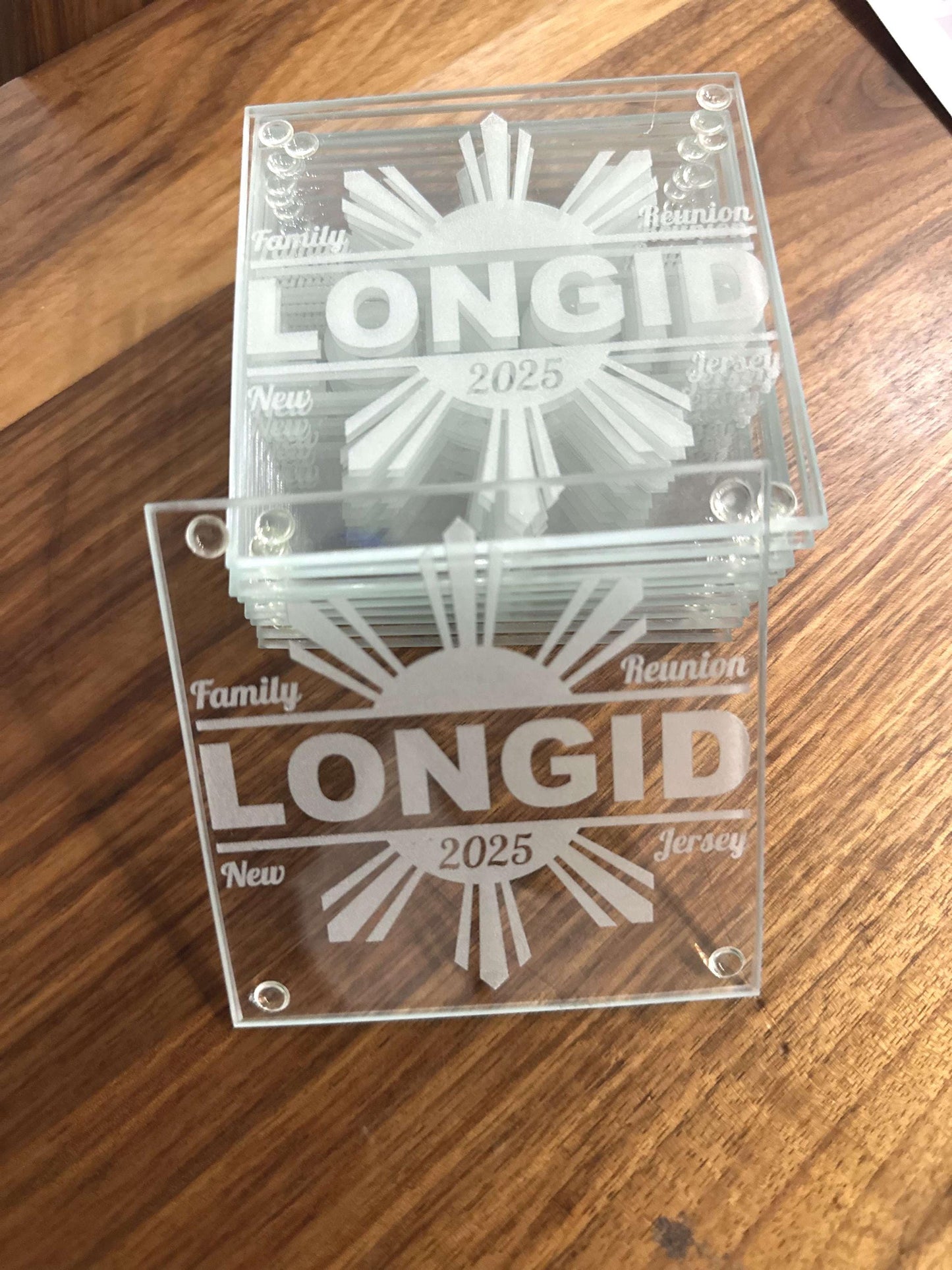 Custom Engraved Glass Coasters – Personalized Favors for Weddings, Family Reunions, Housewarming Gifts, Birthdays, and Group Celebrations