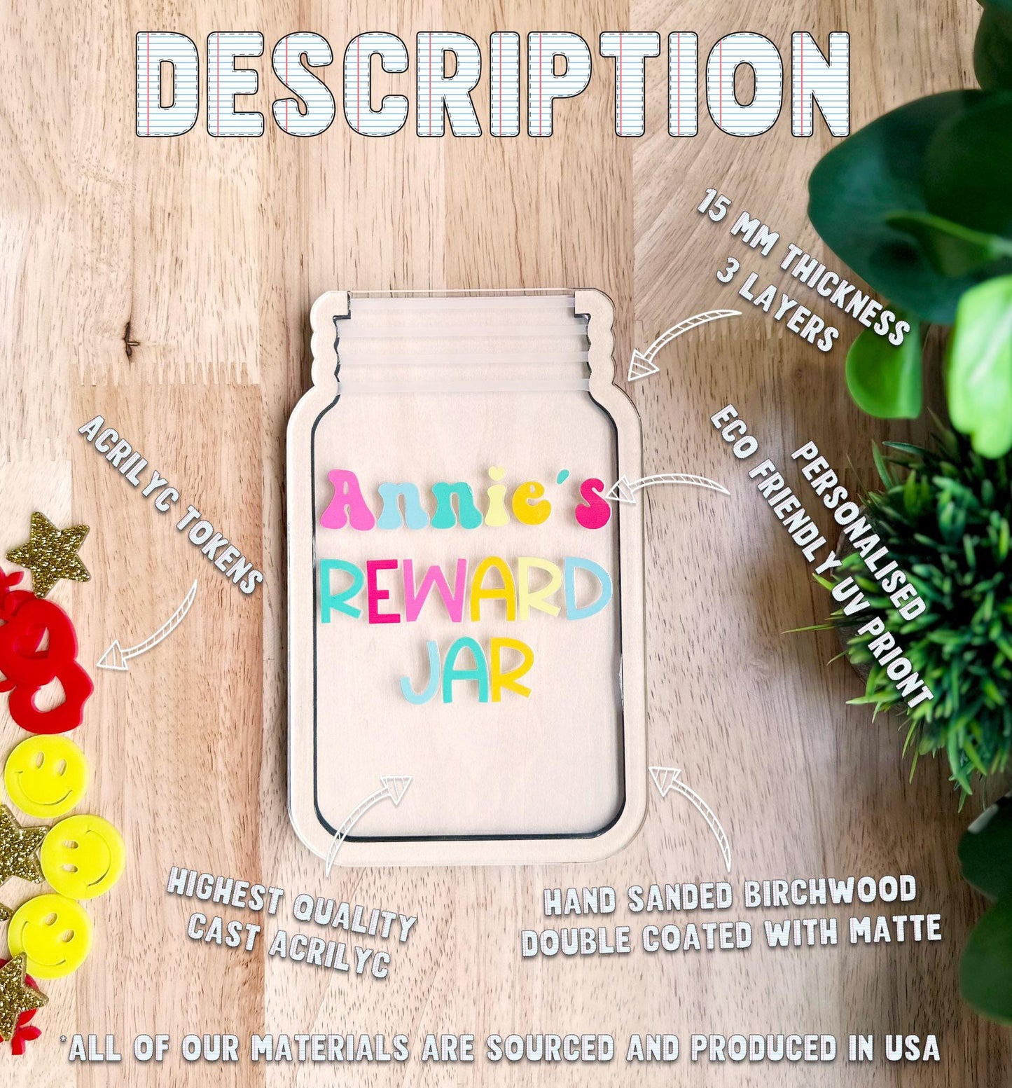 Custom Reward Jar for Kids β Small Personalized Acrylic Jar with Tokens β Positive Reinforcement Tool for Toddlers & Children