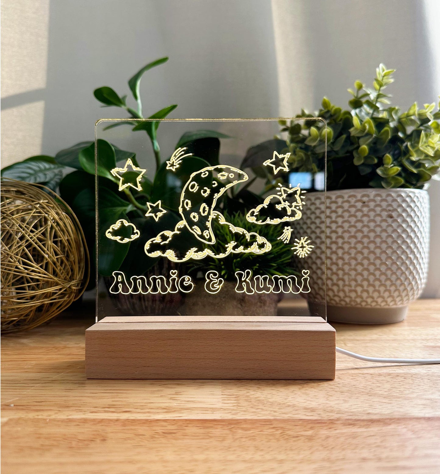 Personalized LED Acrylic Night Light – Custom Engraved Sign with Name – Nursery, Kids Room, or Inspirational Gift Decor