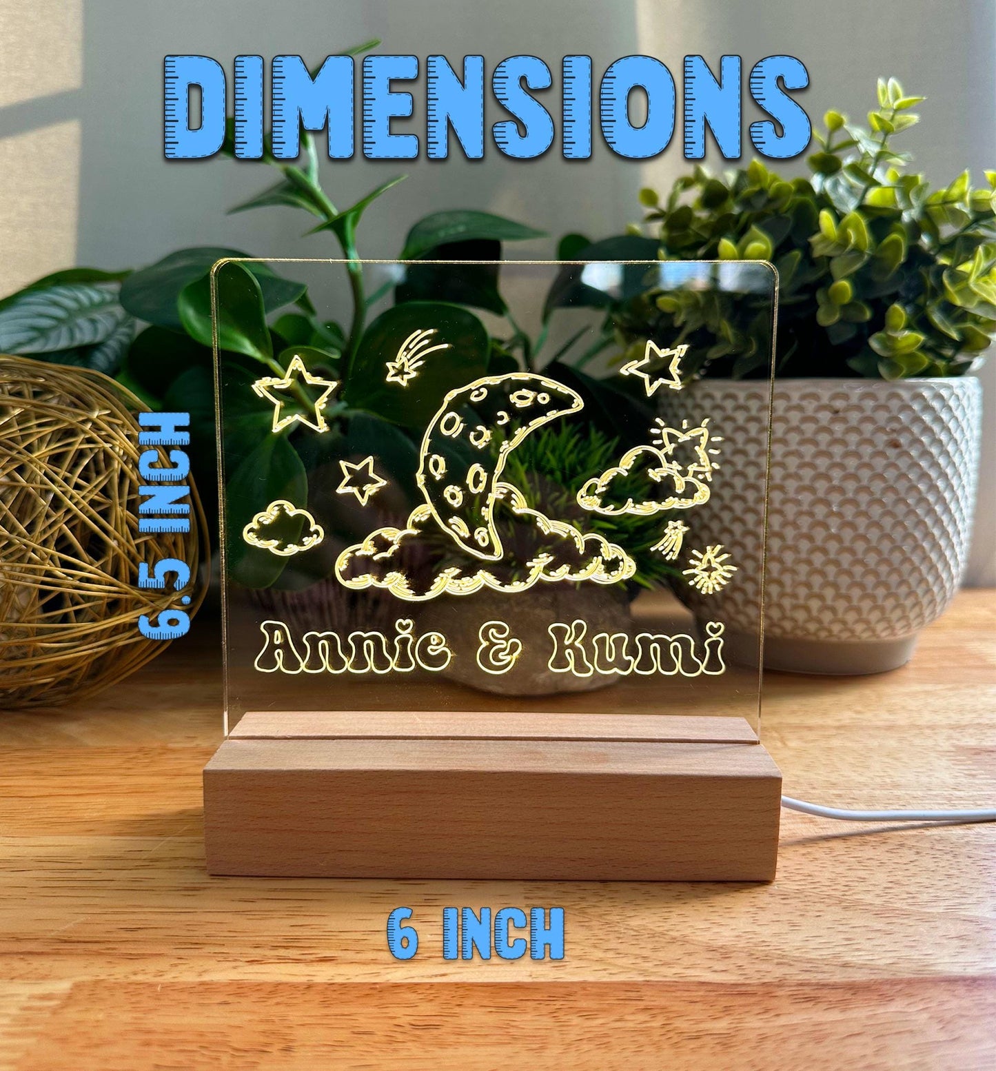 Personalized LED Acrylic Night Light – Custom Engraved Sign with Name – Nursery, Kids Room, or Inspirational Gift Decor