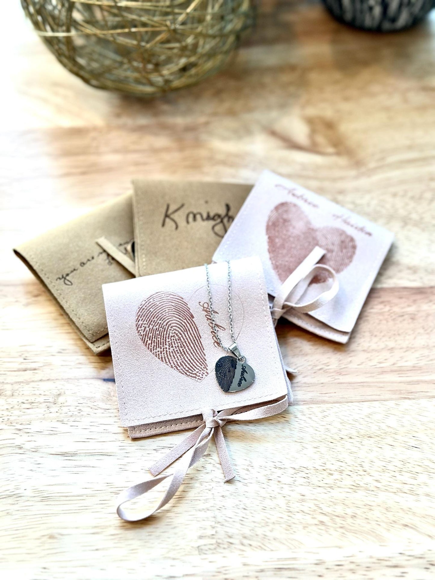 Fingerprint Necklace, Custom Heart Pendant with Engraved Name, Personalized Memorial Jewelry, Fingerprint Keepsake Gift for Loved Ones