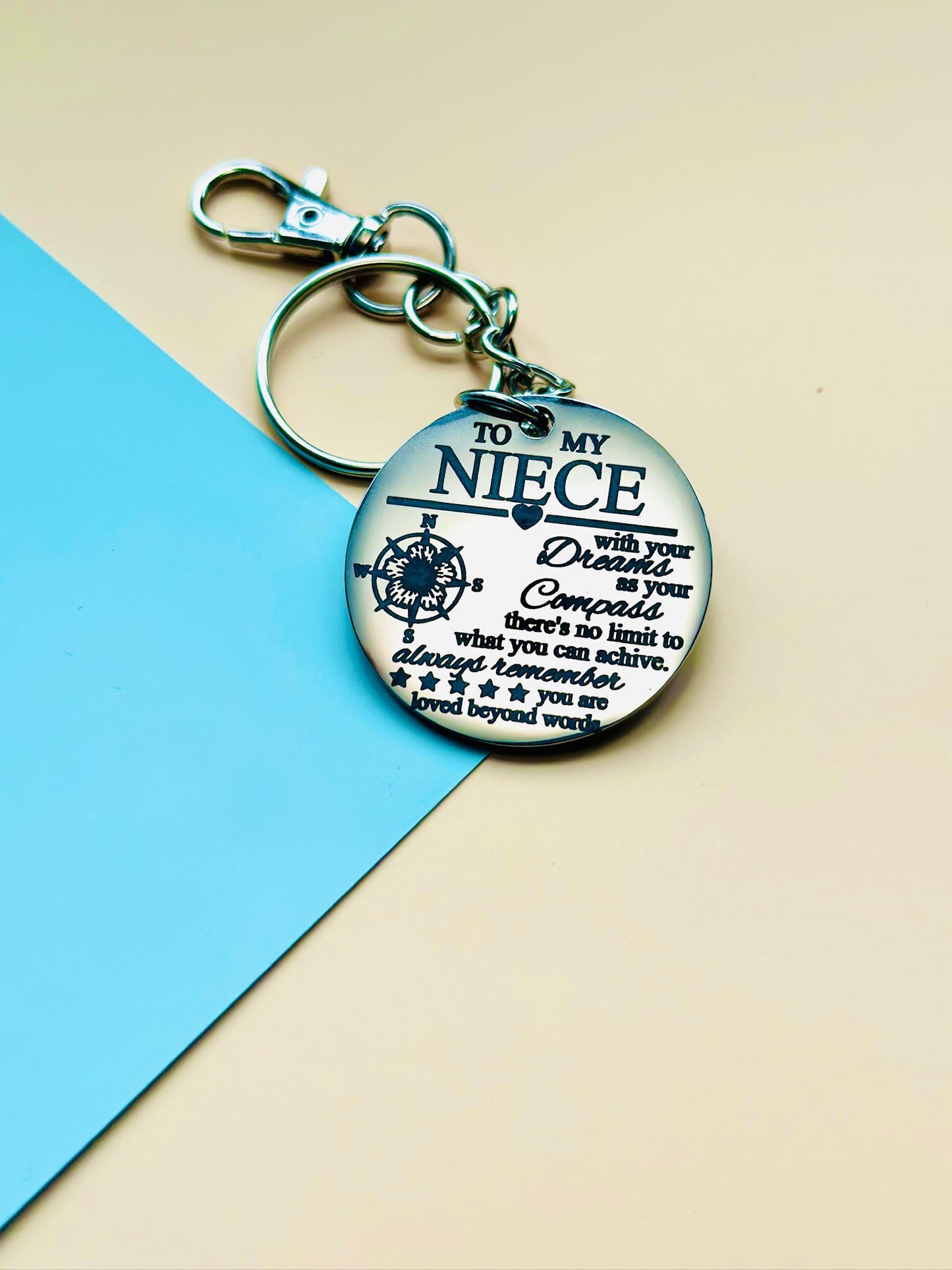 Stainless Steel Engraved Keychain β Custom Inspirational Quote Key Ring β Personalized Metal Gift for Any Occasion