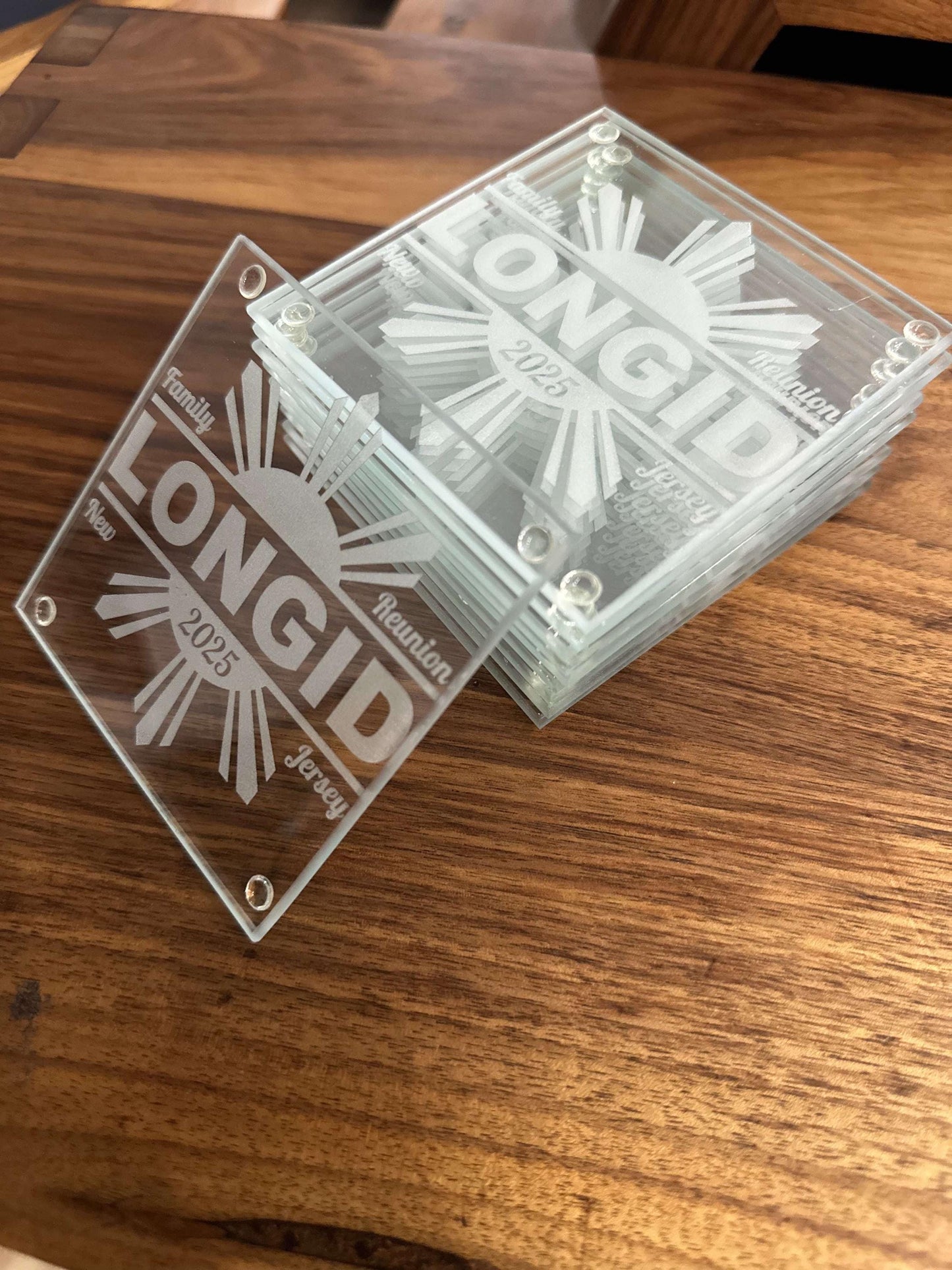 Custom Engraved Glass Coasters – Personalized Favors for Weddings, Family Reunions, Housewarming Gifts, Birthdays, and Group Celebrations