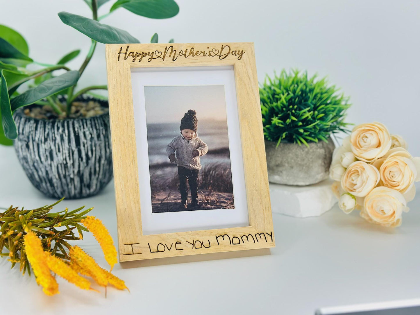 Custom Engraved Wood Picture Frame – Personalized Photo Frame with Message – Gift for Mom, Dad, Grandparents, or Any Special Occasion