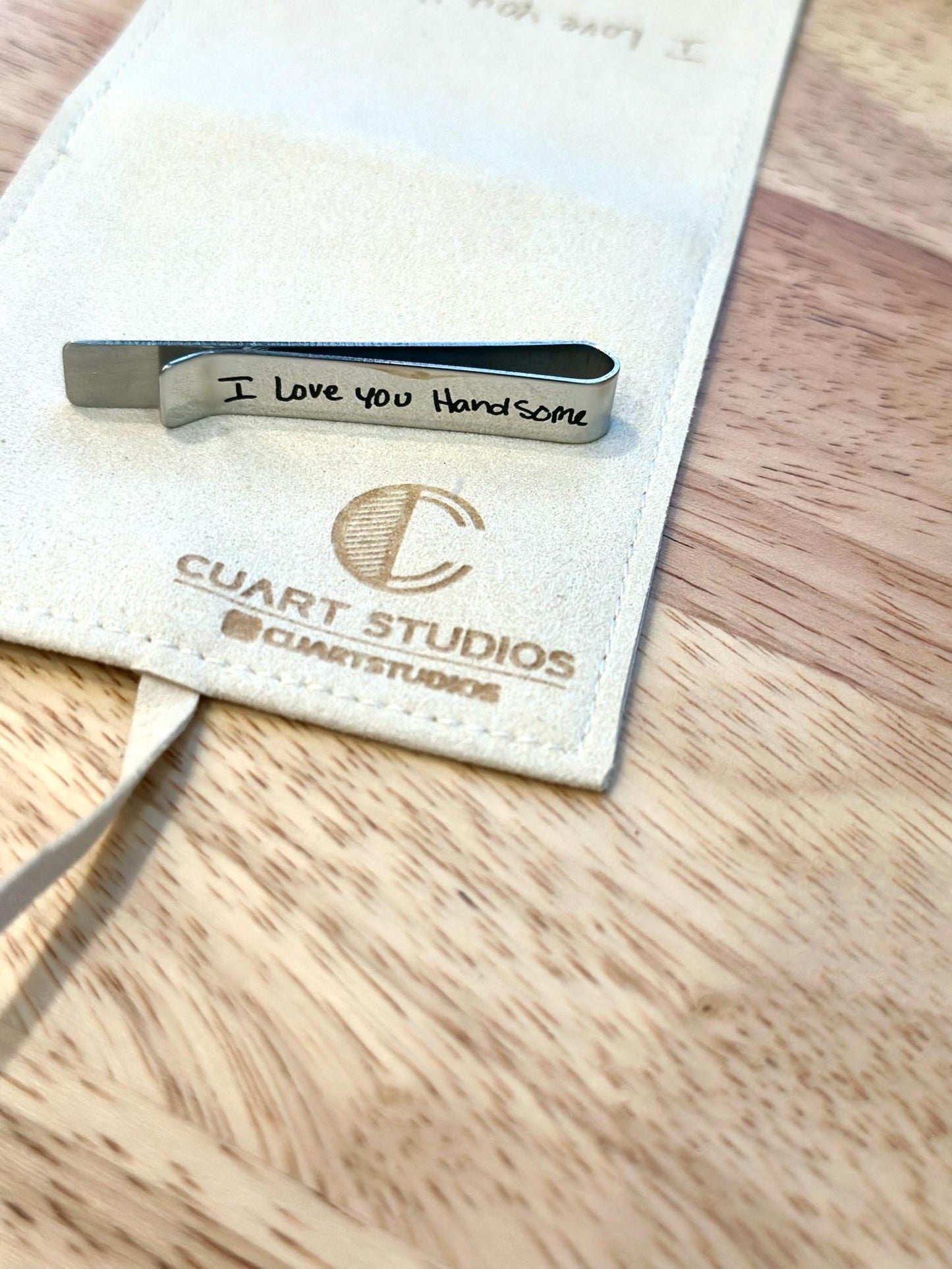 Personalized Engraved Tie Clip – Custom Handwriting Tie Bar – Gift for Him, Groom, Anniversary, Wedding Keepsake