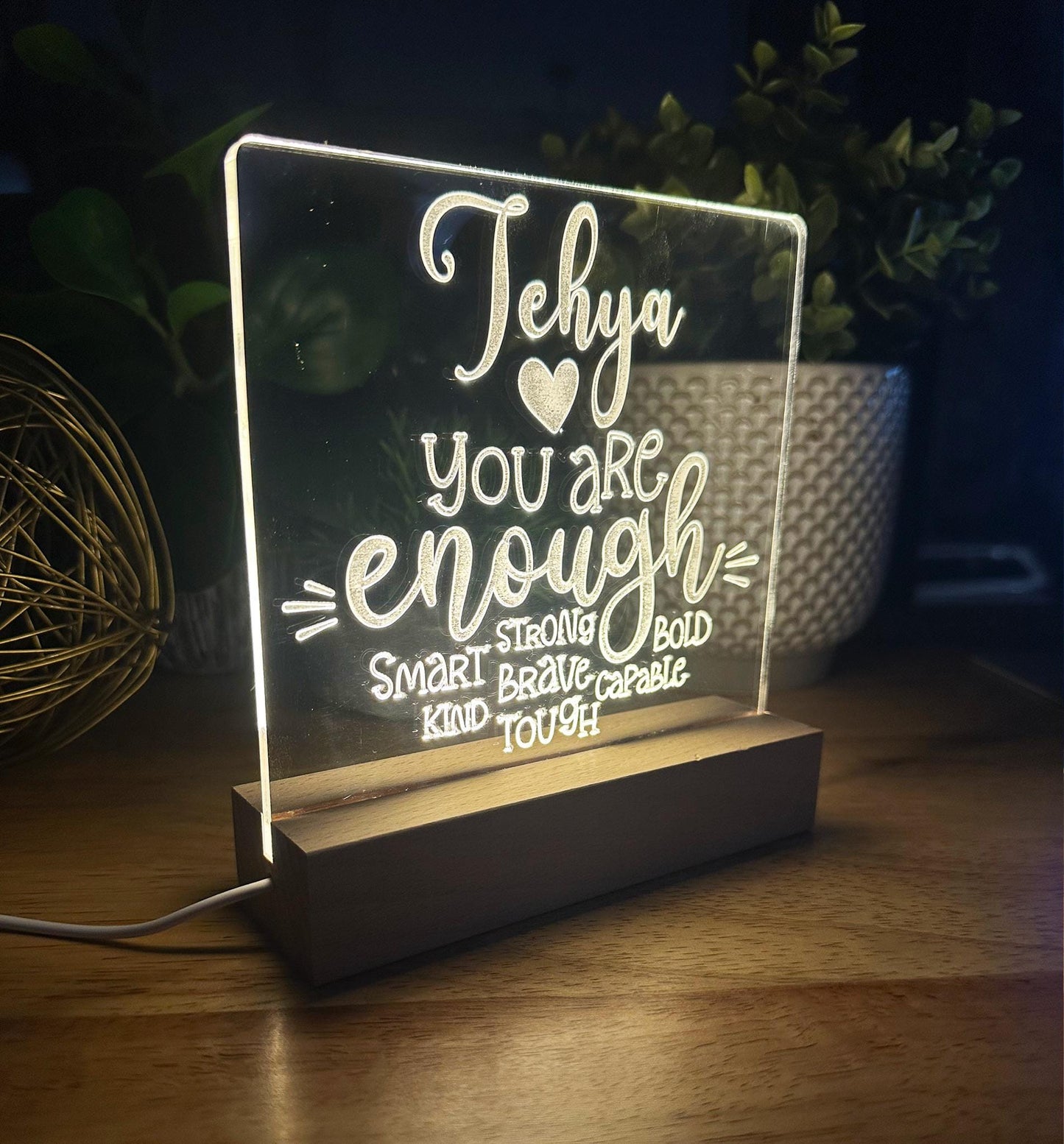 Personalized LED Acrylic Night Light – Custom Engraved Sign with Name – Nursery, Kids Room, or Inspirational Gift Decor