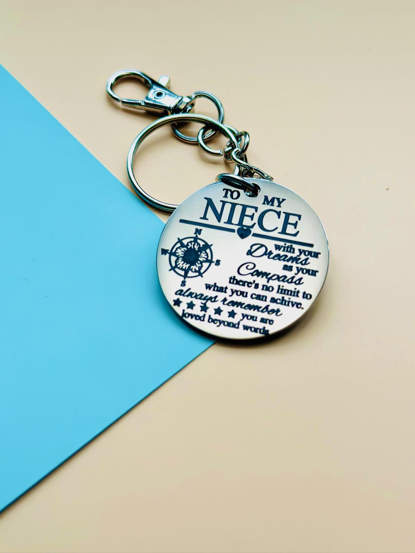 Stainless Steel Engraved Keychain β Custom Inspirational Quote Key Ring β Personalized Metal Gift for Any Occasion