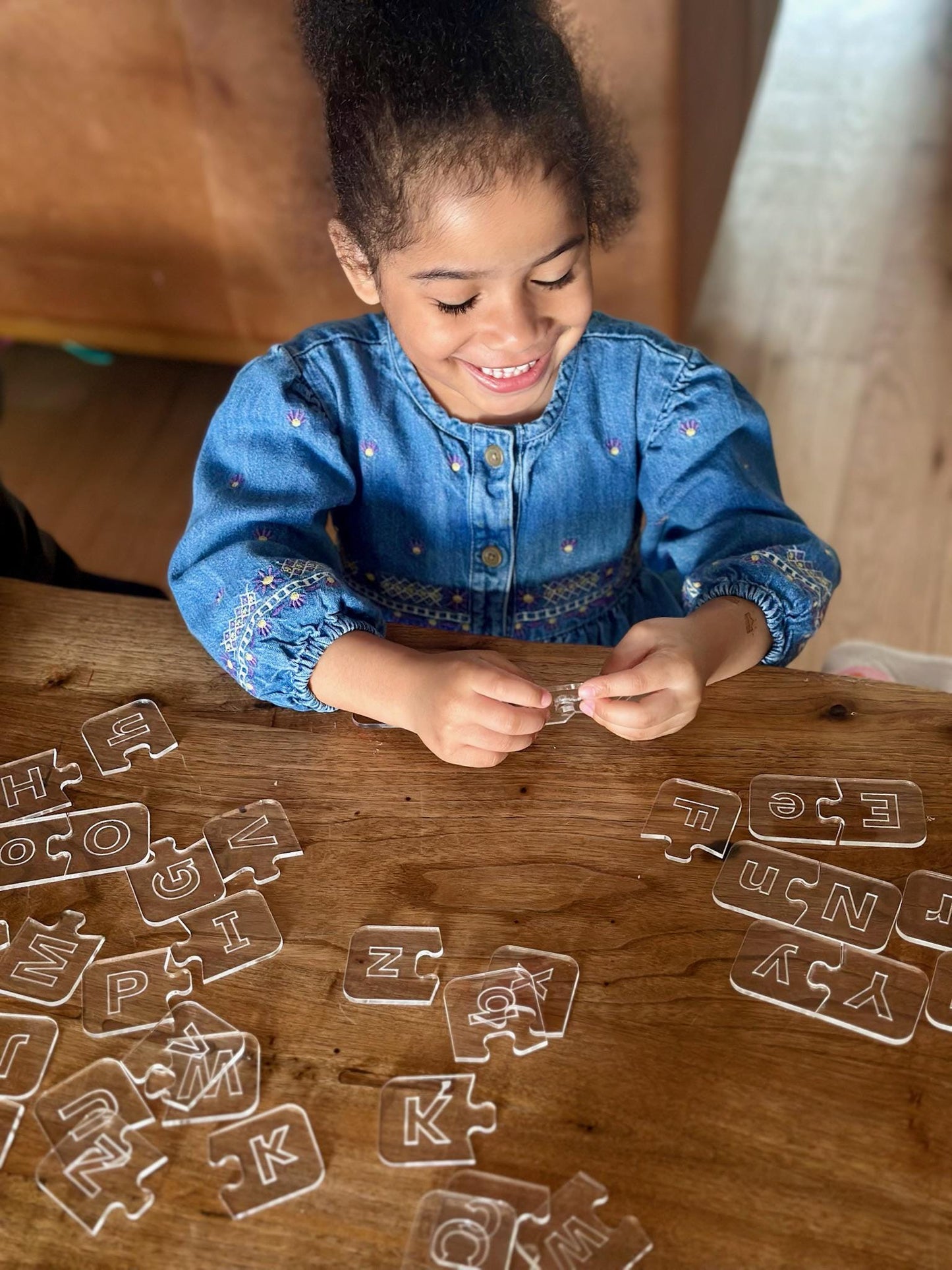 Acrylic Alphabet Puzzle – Uppercase & Lowercase Matching Letters and Numbers – Montessori Homeschool Learning Toy – Educational Gift