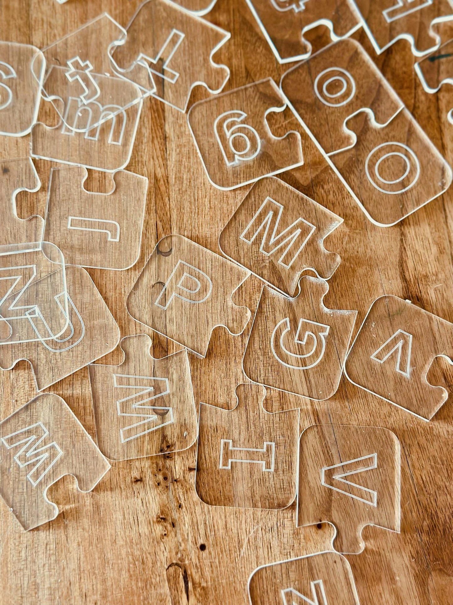 Acrylic Alphabet Puzzle – Uppercase & Lowercase Matching Letters and Numbers – Montessori Homeschool Learning Toy – Educational Gift