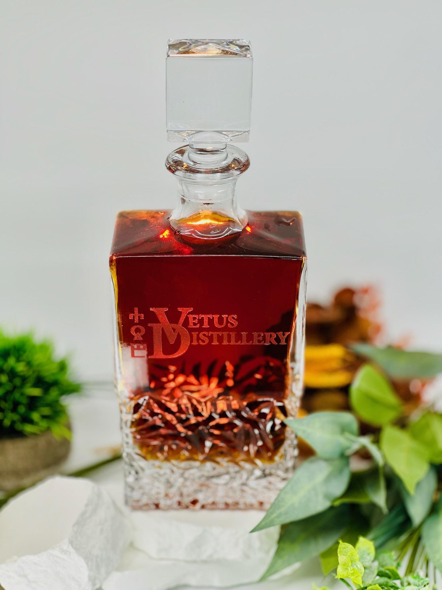 Custom Engraved Liquor Decanter – Personalized Whiskey or Bourbon Bottle | Business Logo, Monogram, or Groomsmen Gift