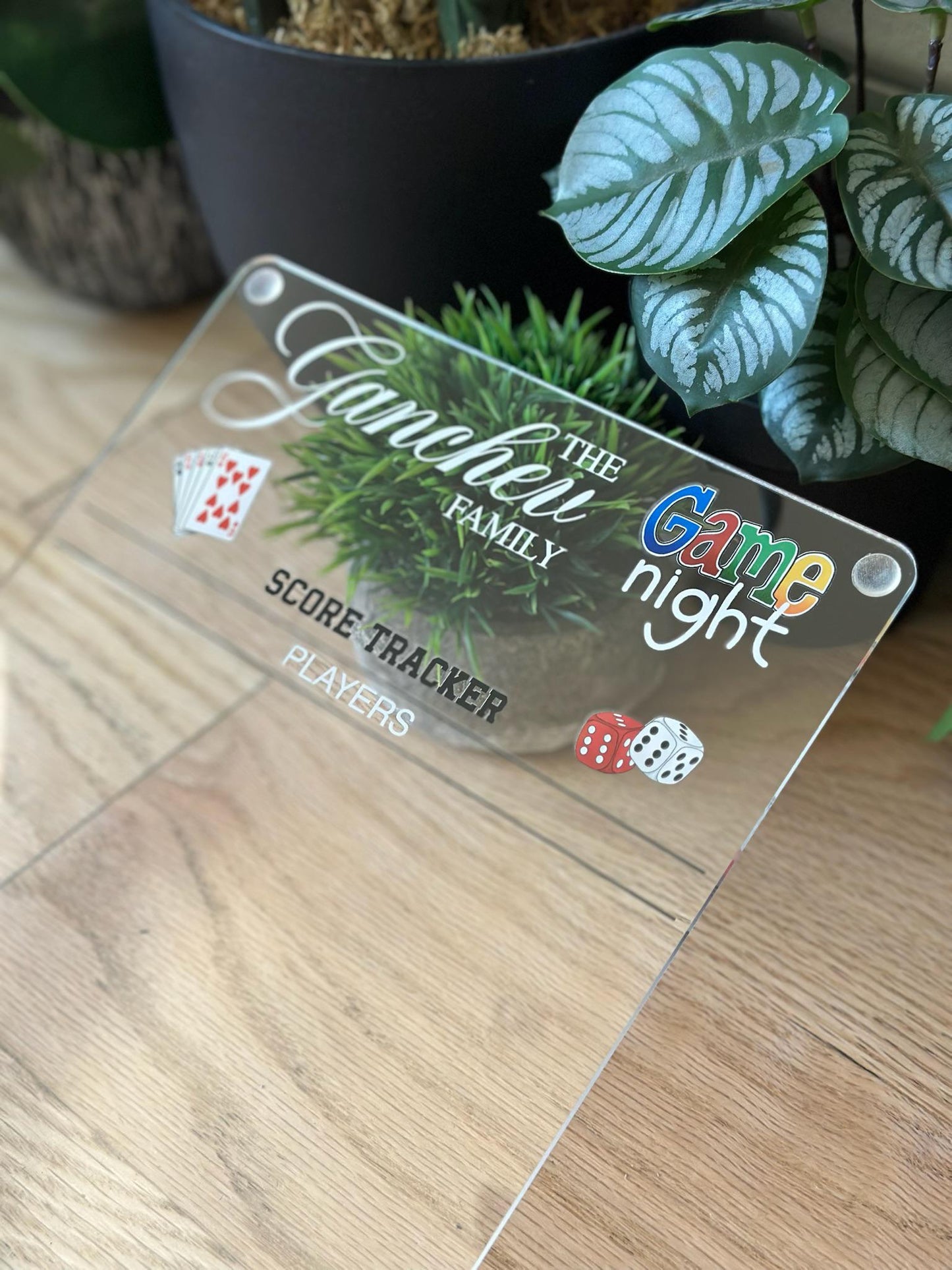 Personalized Family Game Night Scoreboard • Acrylic Dry Erase Score Tracker • Custom Board Game Gift