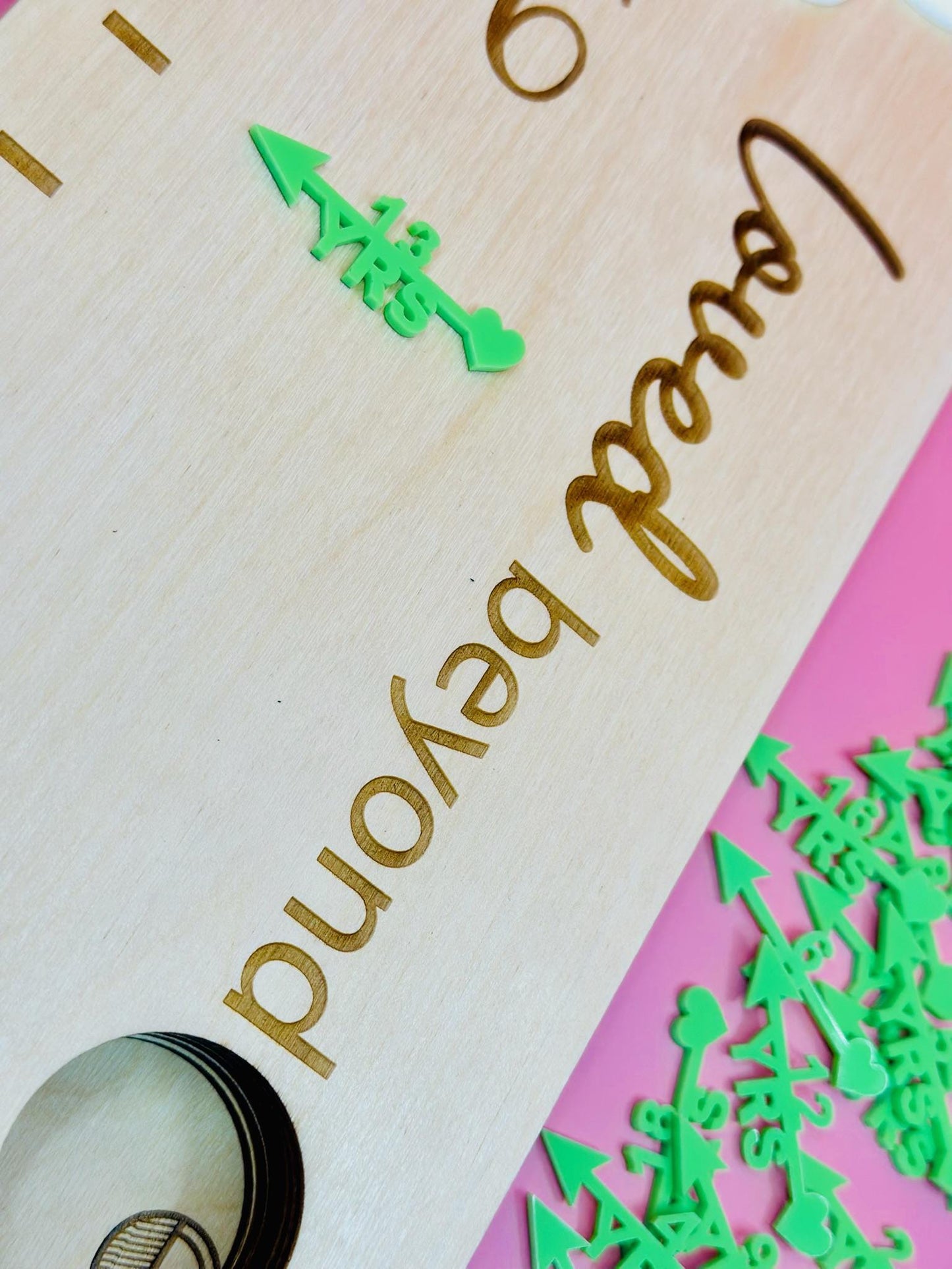 Personalized Wooden Growth Chart • Custom Height Ruler with Acrylic Name & Age Markers • Kids Room Wall Decor