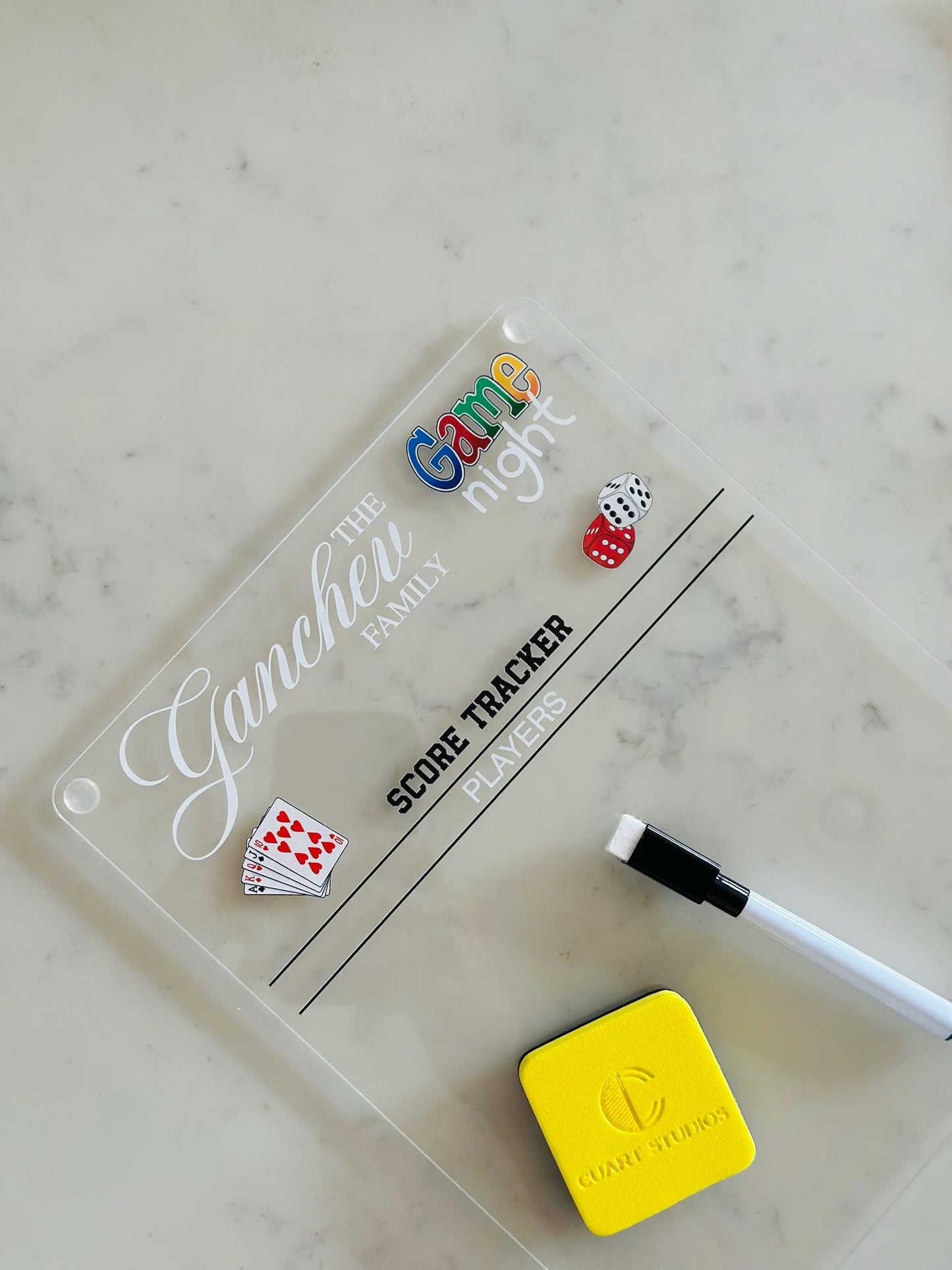 Personalized Family Game Night Scoreboard • Acrylic Dry Erase Score Tracker • Custom Board Game Gift