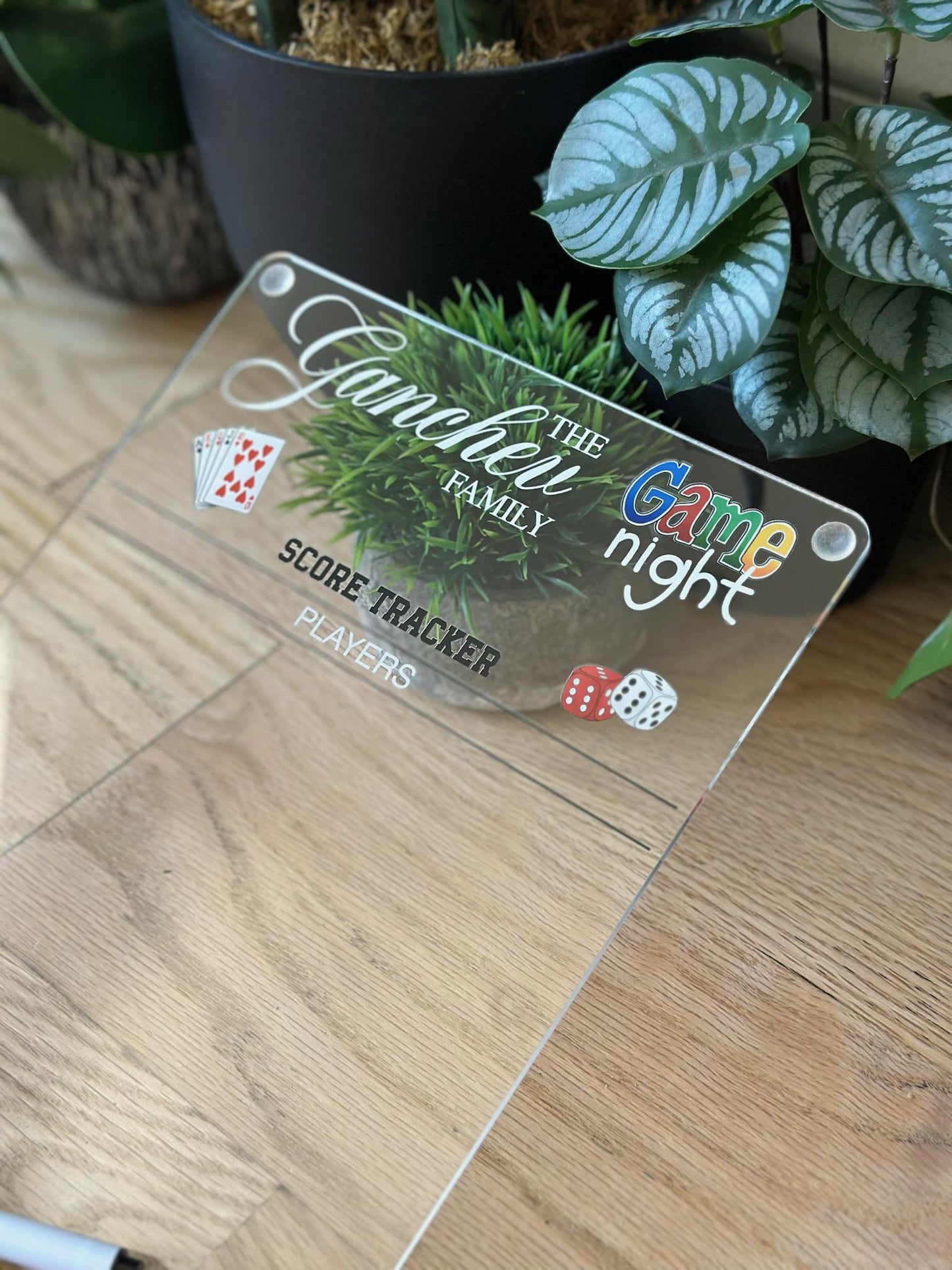 Personalized Family Game Night Scoreboard • Acrylic Dry Erase Score Tracker • Custom Board Game Gift