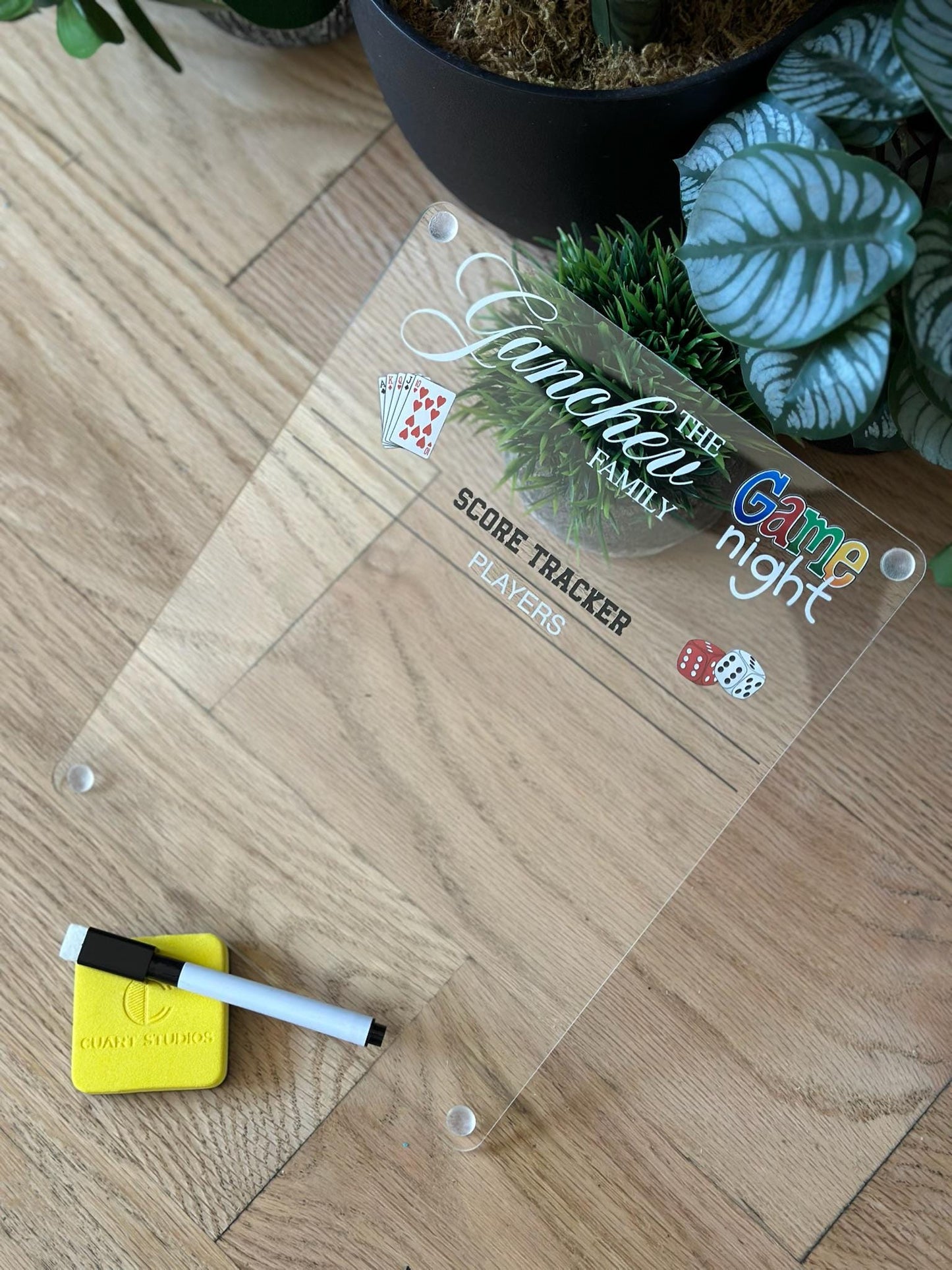 Personalized Family Game Night Scoreboard • Acrylic Dry Erase Score Tracker • Custom Board Game Gift