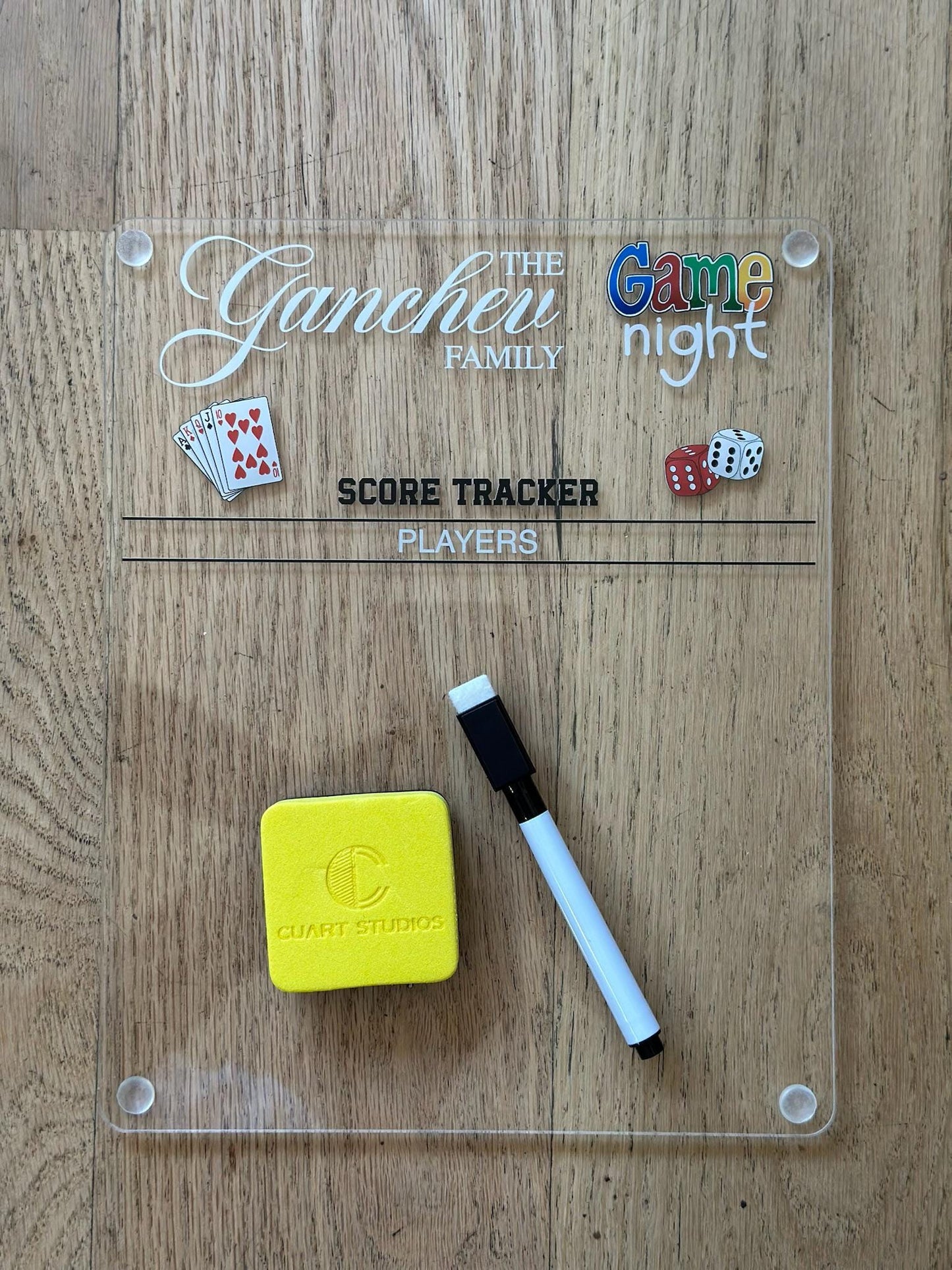 Personalized Family Game Night Scoreboard • Acrylic Dry Erase Score Tracker • Custom Board Game Gift