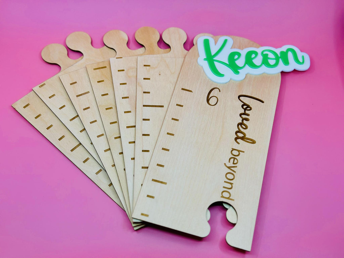 Personalized Wooden Growth Chart • Custom Height Ruler with Acrylic Name & Age Markers • Kids Room Wall Decor