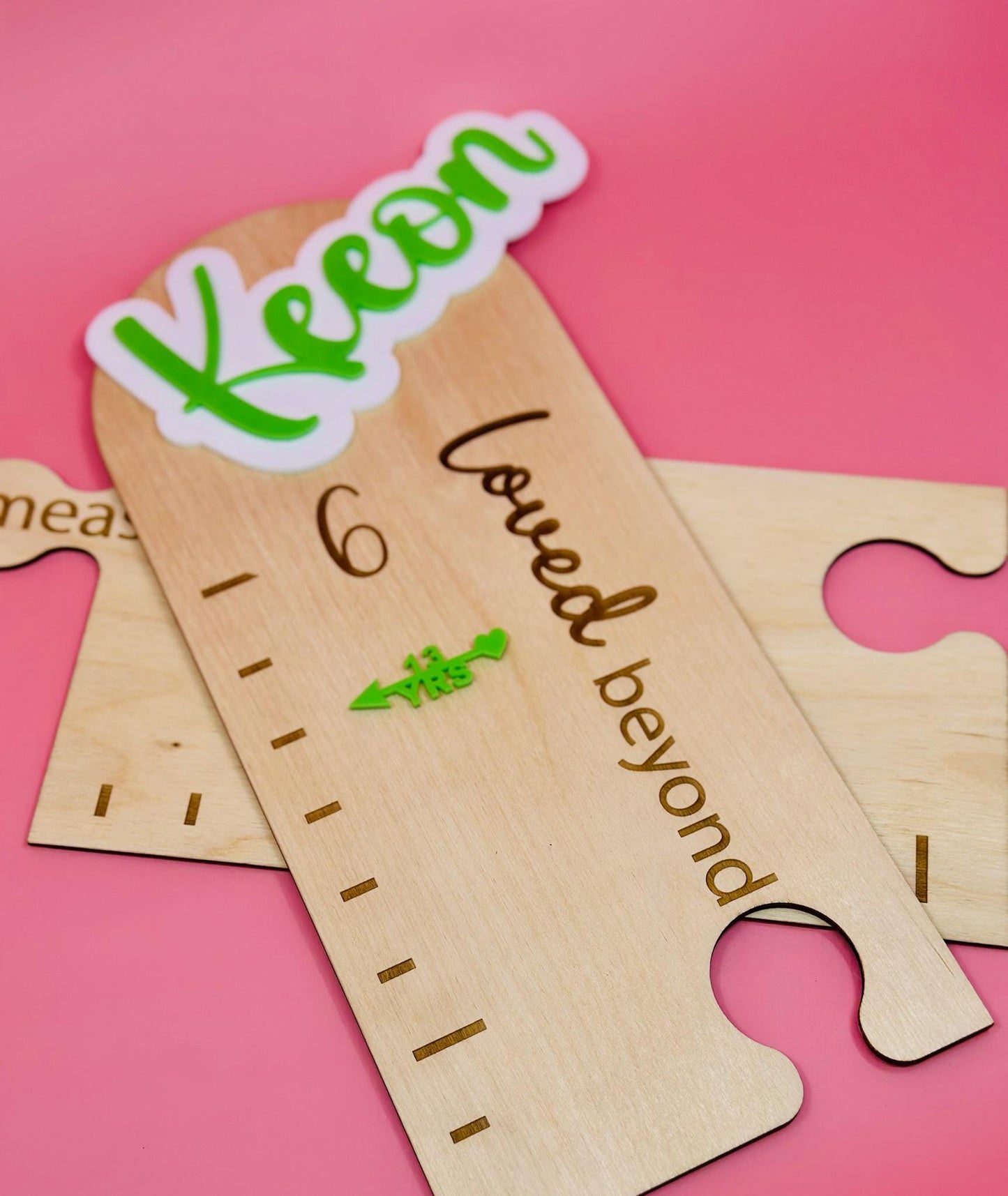 Personalized Wooden Growth Chart • Custom Height Ruler with Acrylic Name & Age Markers • Kids Room Wall Decor