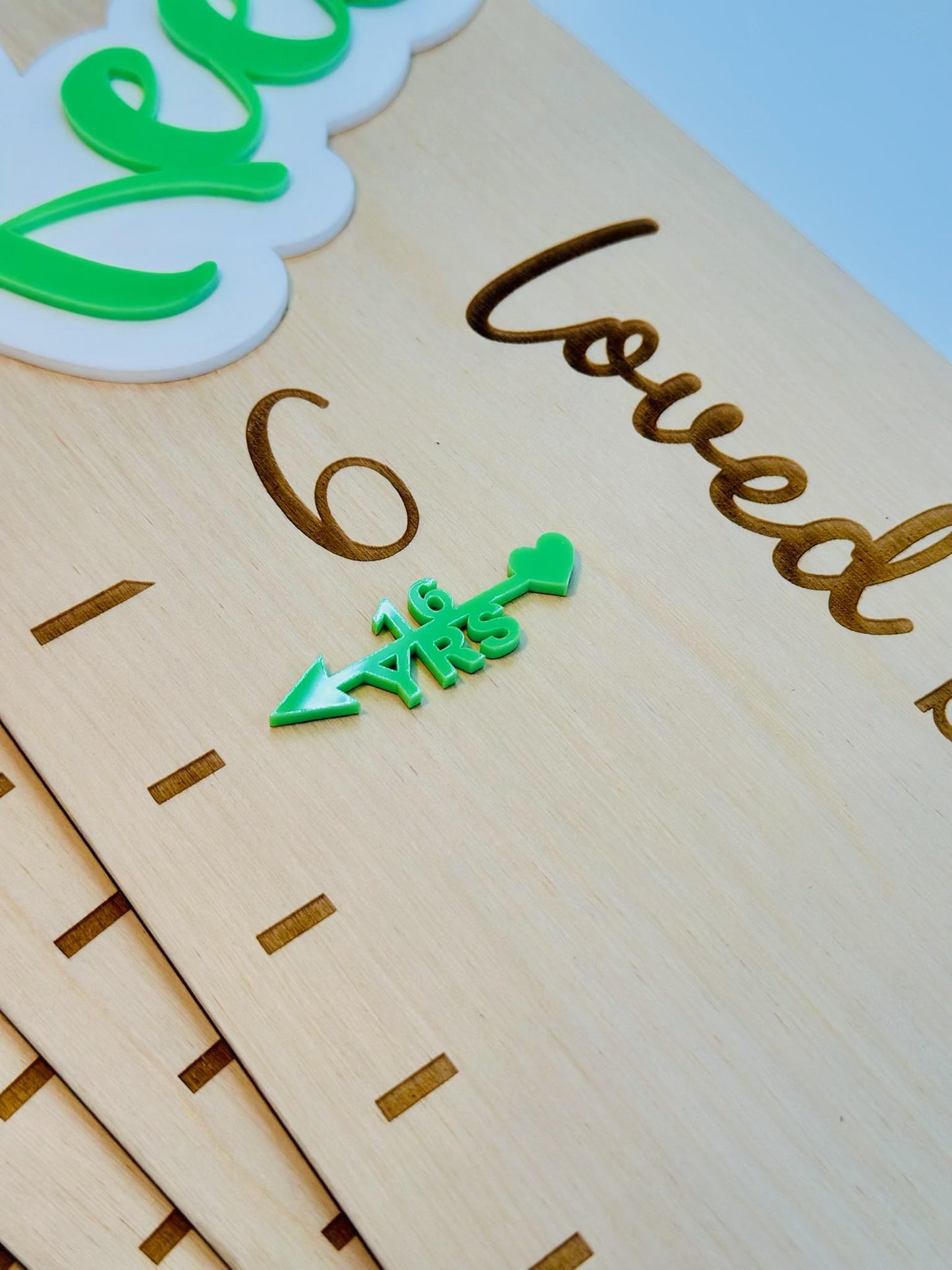 Personalized Wooden Growth Chart • Custom Height Ruler with Acrylic Name & Age Markers • Kids Room Wall Decor