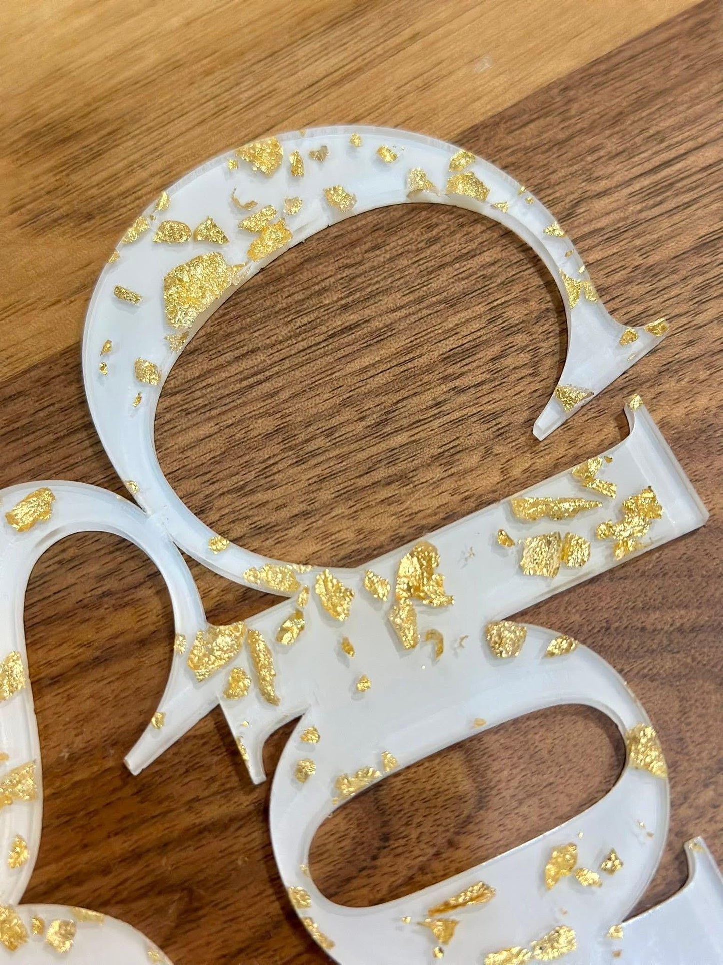 Personalized Acrylic Cake Topper & Cross | Custom Baptism Cross with Gold Flakes | Wedding, Communion, Funeral Keepsake