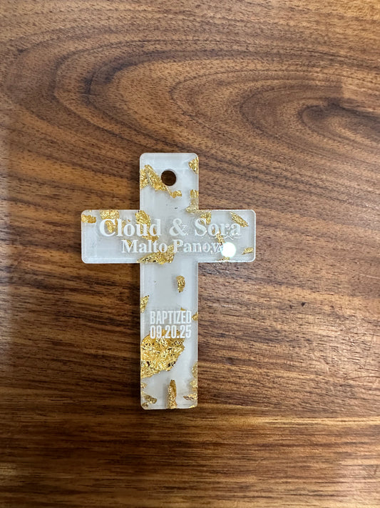 Personalized Acrylic Mini Cross Baptism Favor: Custom Christening Gift, First Communion Keepsake