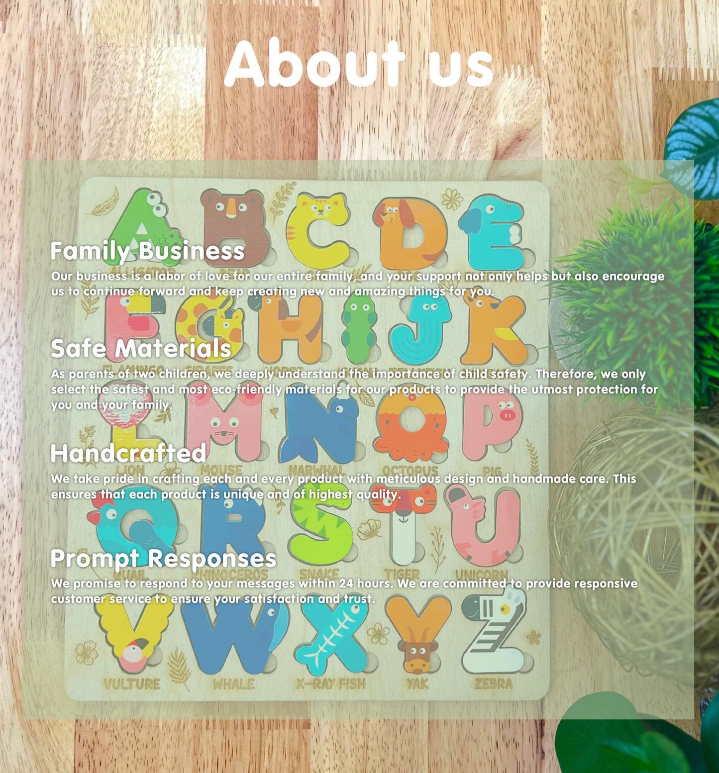 Personalized Wooden Alphabet Puzzle | Montessori Toddler Toy, Preschool Learning & Nursery Decor