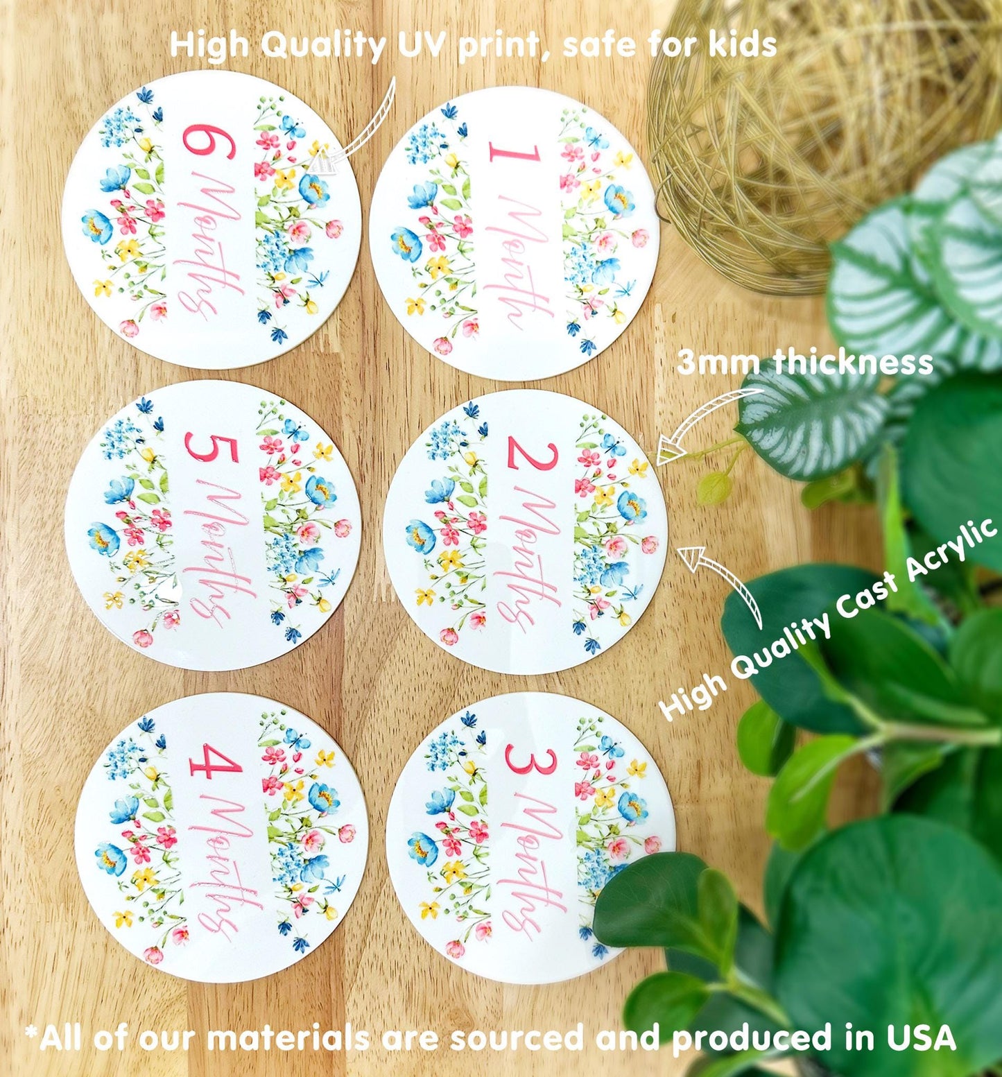 Personalized Baby Milestone Plaques | Gender-Neutral Keepsake, Unique Gift for New Moms, Baby Shower Gift, Monthly Photo Prop Set