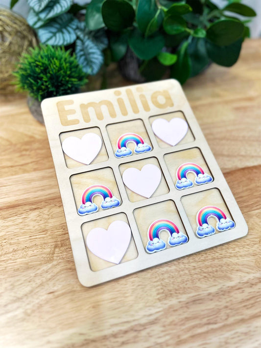 Personalized Tic-Tac-Toe Game | Custom Engraved Family Keepsake, Handmade Travel Game, Unique Gift for Kids & Adults