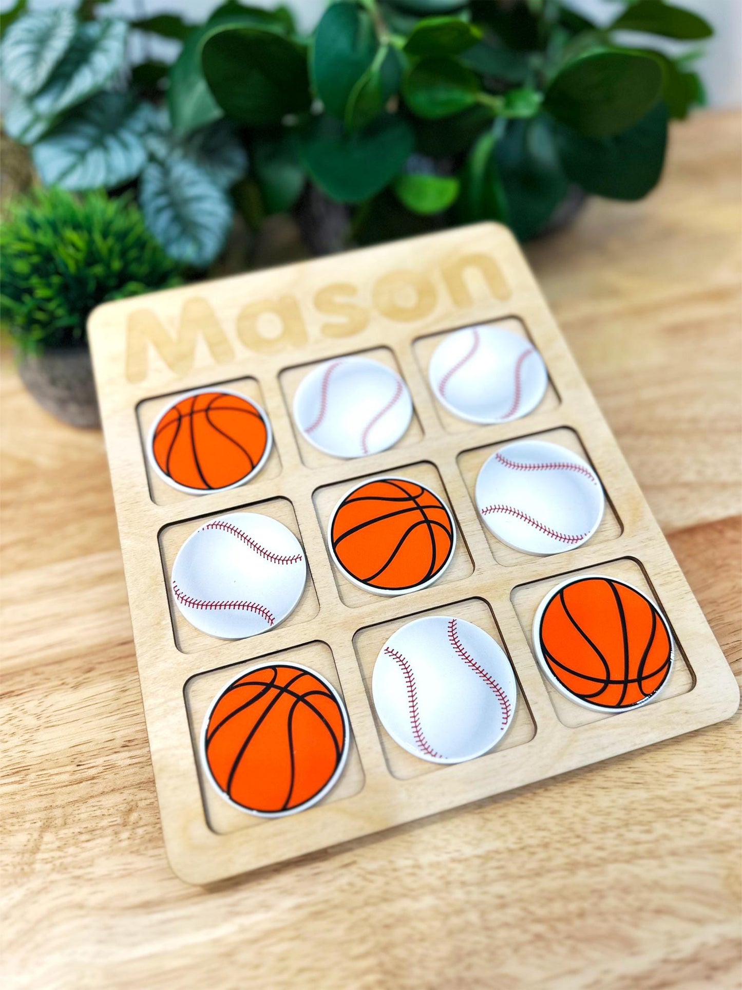 Personalized Tic-Tac-Toe Game | Custom Engraved Family Keepsake, Handmade Travel Game, Unique Gift for Kids & Adults