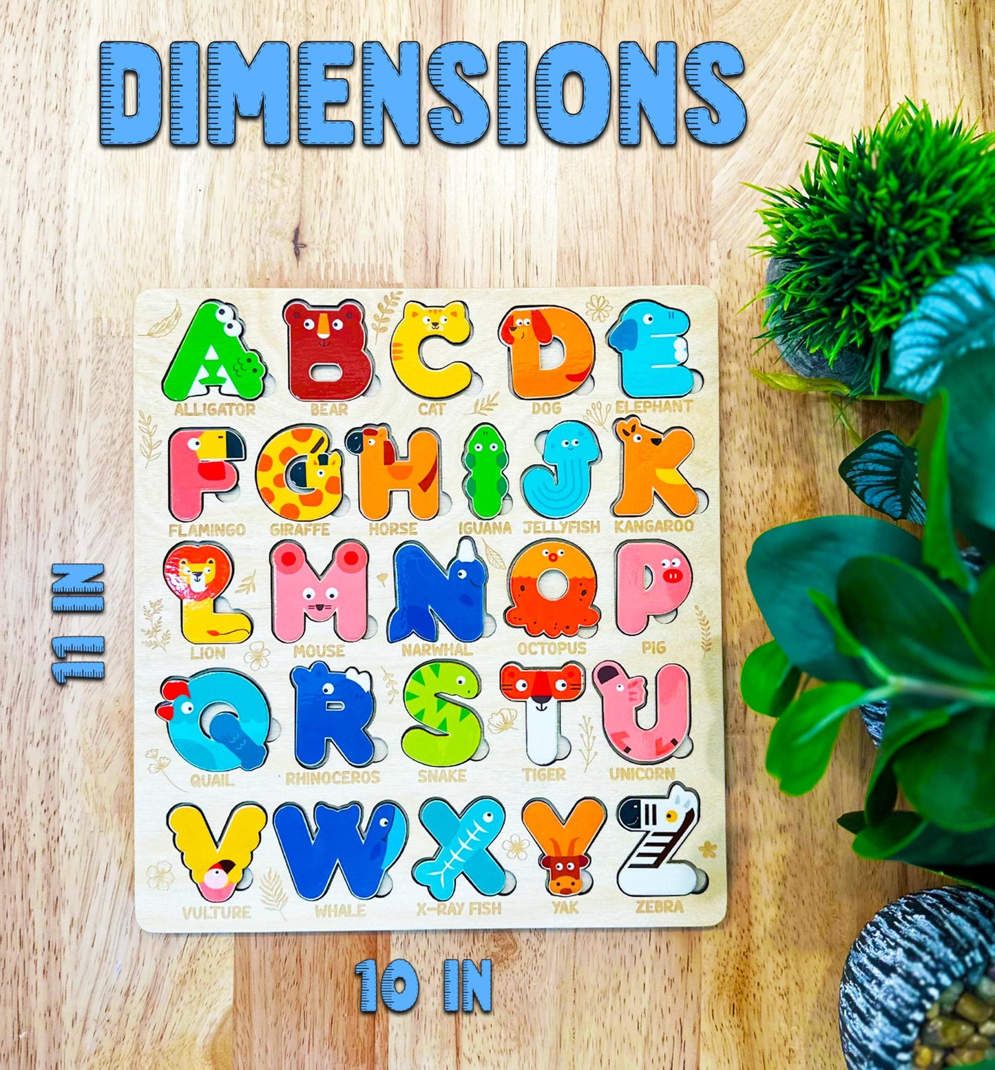 Personalized Wooden Alphabet Puzzle | Montessori Toddler Toy, Preschool Learning & Nursery Decor