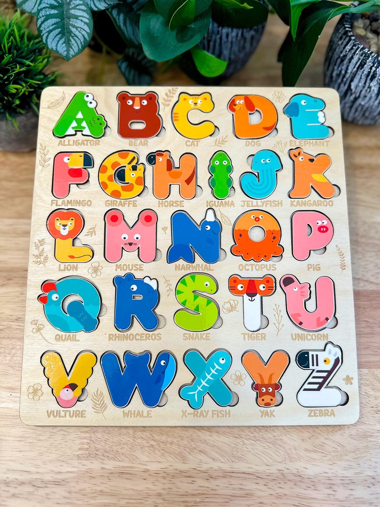 Personalized Wooden Alphabet Puzzle | Montessori Toddler Toy, Preschool Learning & Nursery Decor