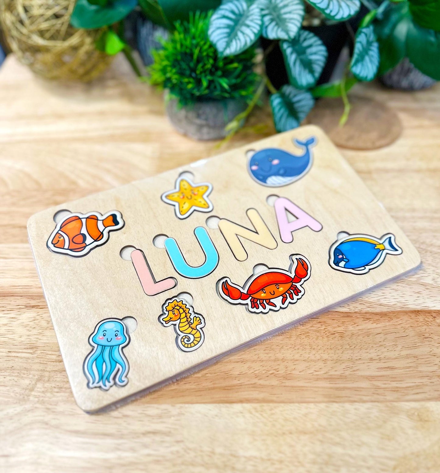 Personalized Wooden Name Puzzle | Custom Toddler Toy, Educational Learning Game, Handcrafted Gift for Kids, Birthday or Easter Gift, Nursery