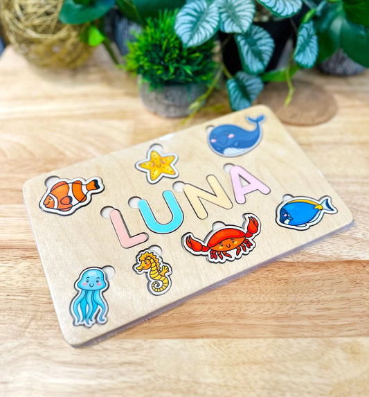 Personalized Wooden Name Puzzle | Custom Toddler Toy, Educational Learning Game, Handcrafted Gift for Kids, Birthday or Easter Gift, Nursery
